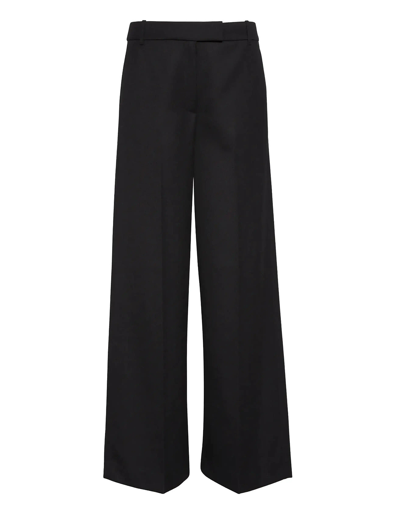 Calvin Klein Wool Gaberdine Wide Leg Trouser, 44, Black, Bukser > Brede Ben, Dame