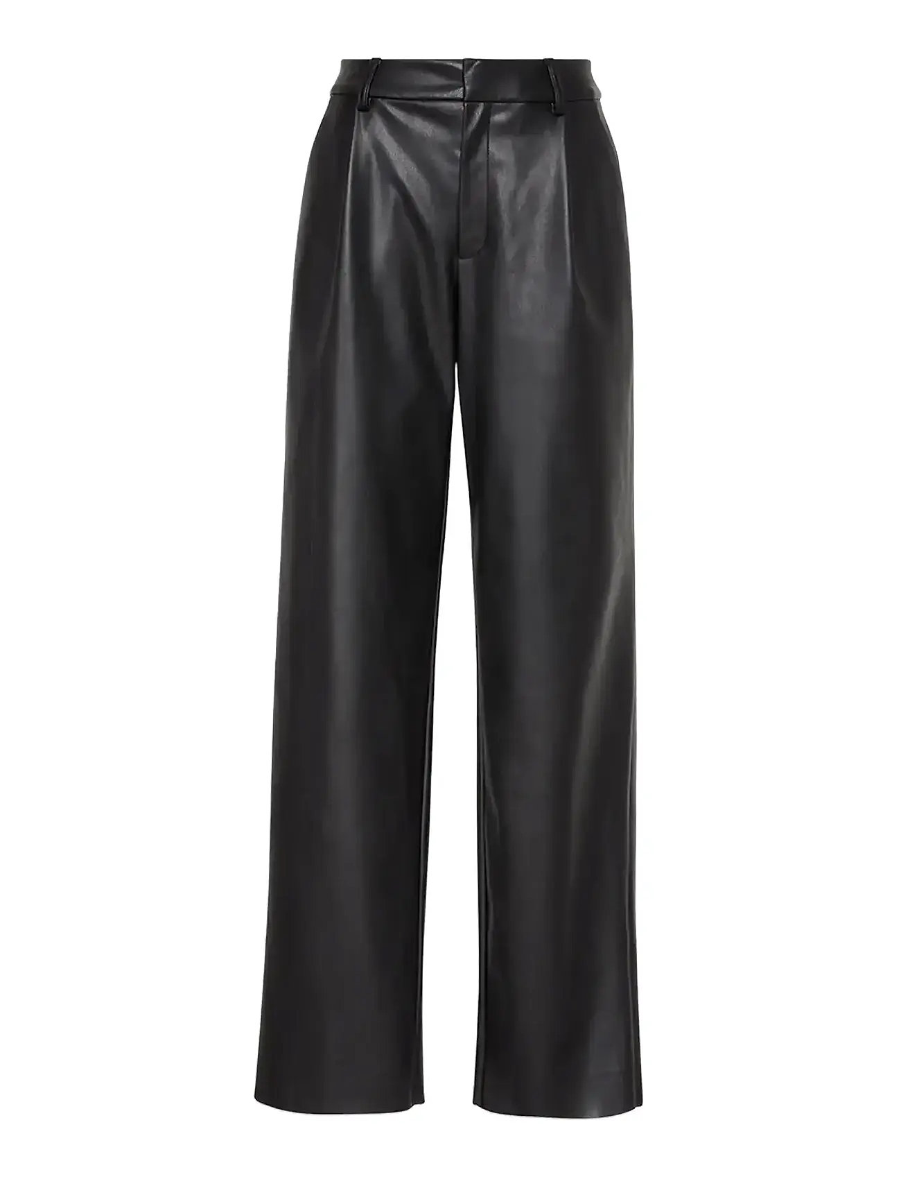 Calvin Klein Faux Leather Pleated Trouser, 40, Black, Bukser > Leggings-Bukser I Læder, Dame