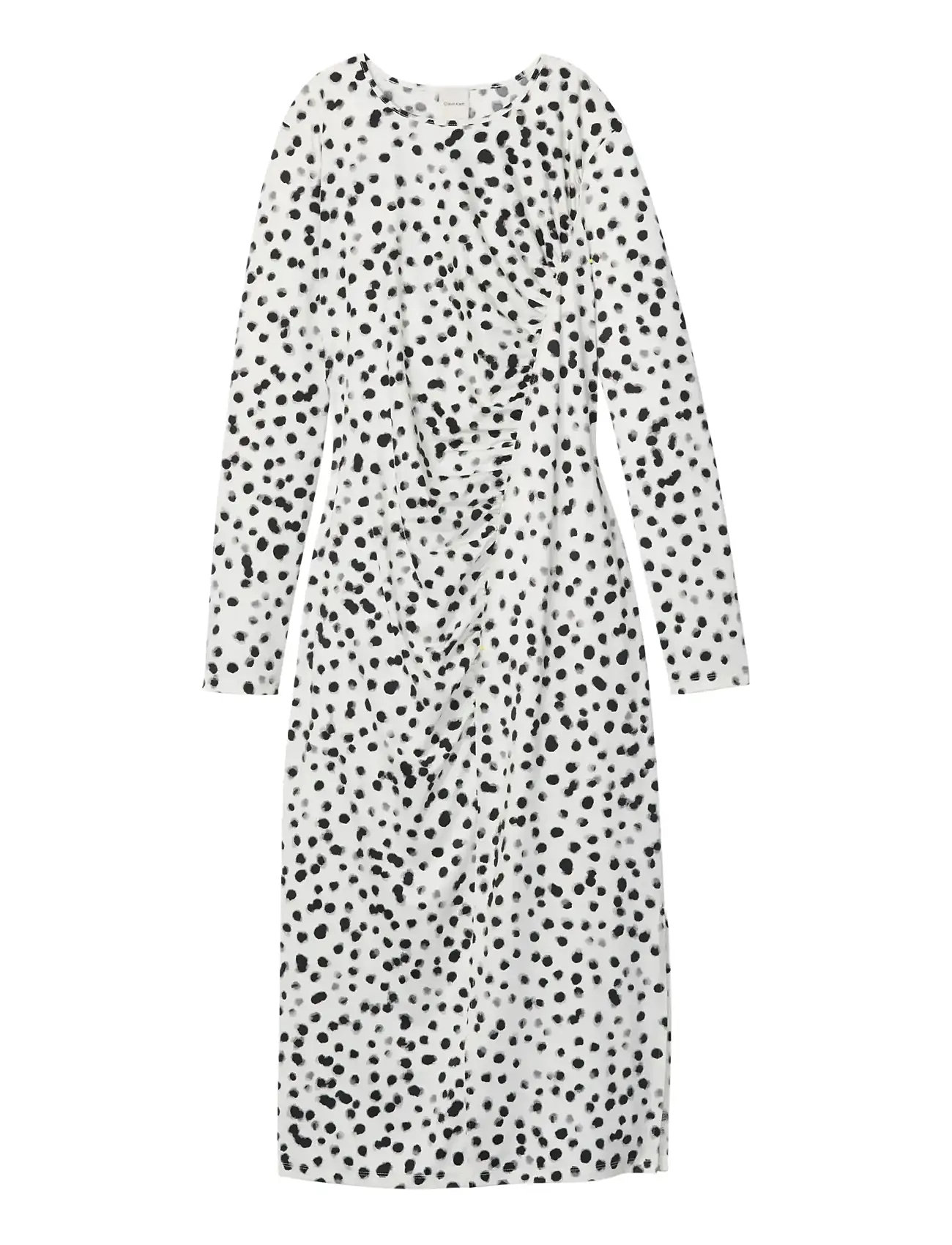 CALVIN KLEIN Ls Ruched Assym Printed Midi Dre Weiß - XL - Damen