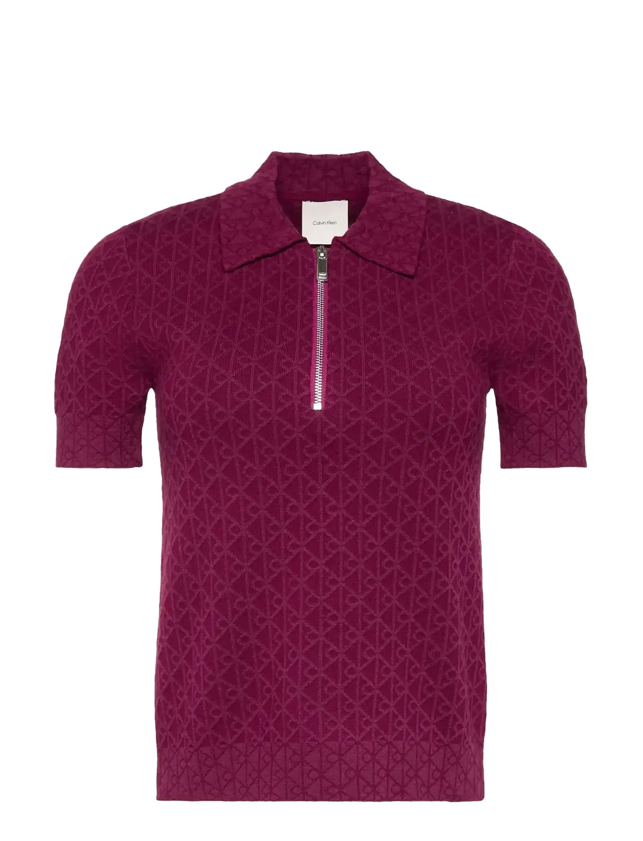 CALVIN KLEIN Aop Textured Ss Oberteil Burgundy - S - Damen