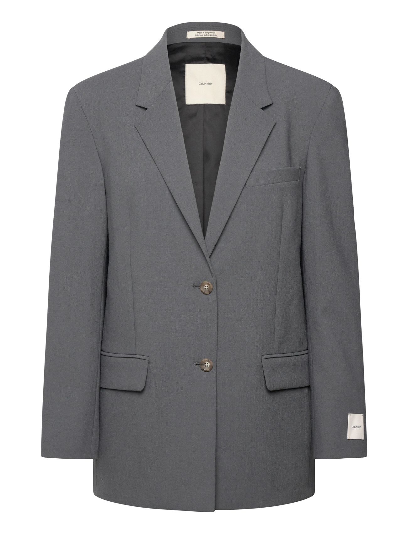 Calvin Klein Strecth Suiting Oversized Blazer, 36, Grey, Blazere > Enkeltradede Blazere, Dame