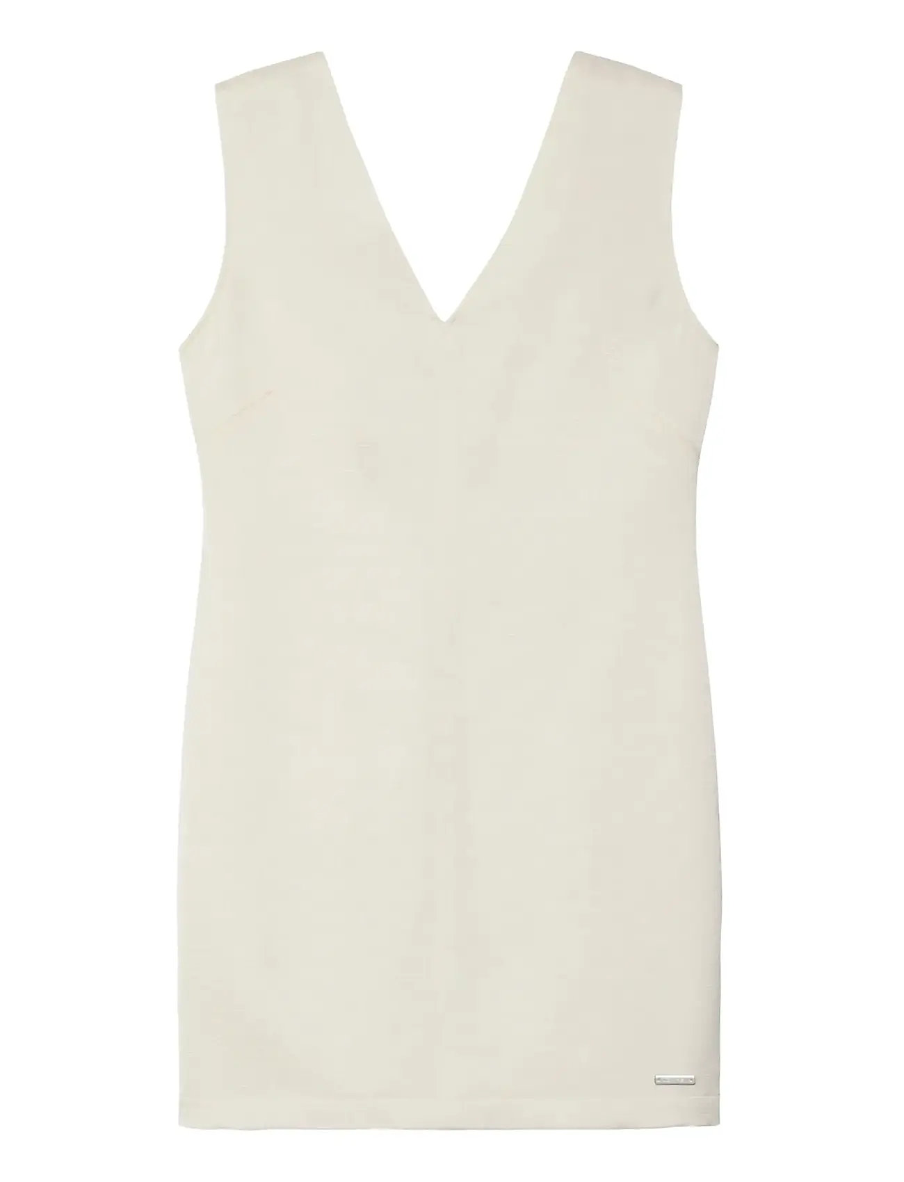 CALVIN KLEIN Heavy Textured Shine Mini Kleid Cream - 34 - Damen