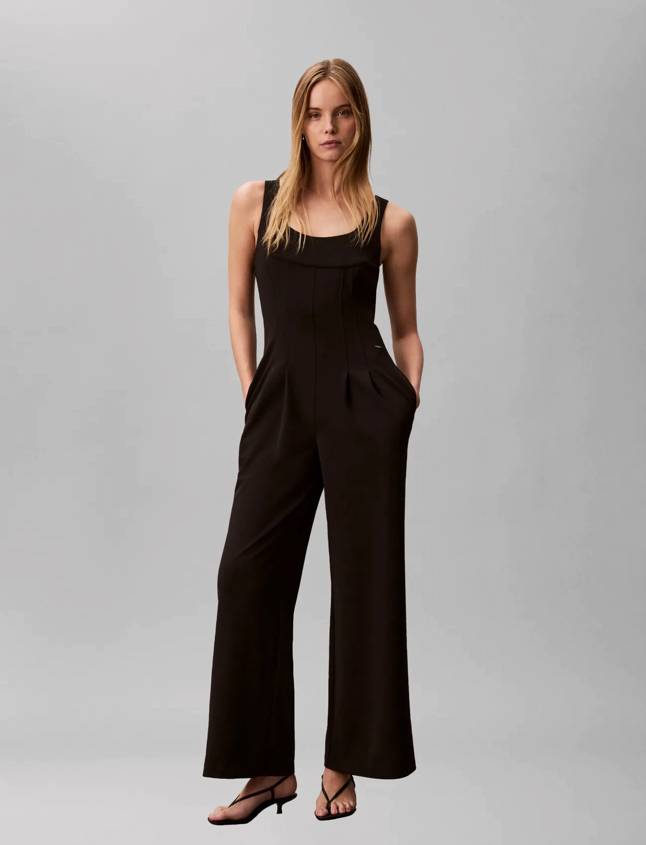 Calvin Klein Scuba Crepe Sl Jumpsuit, M, Black, Underdele > Jumpsuits, Dame