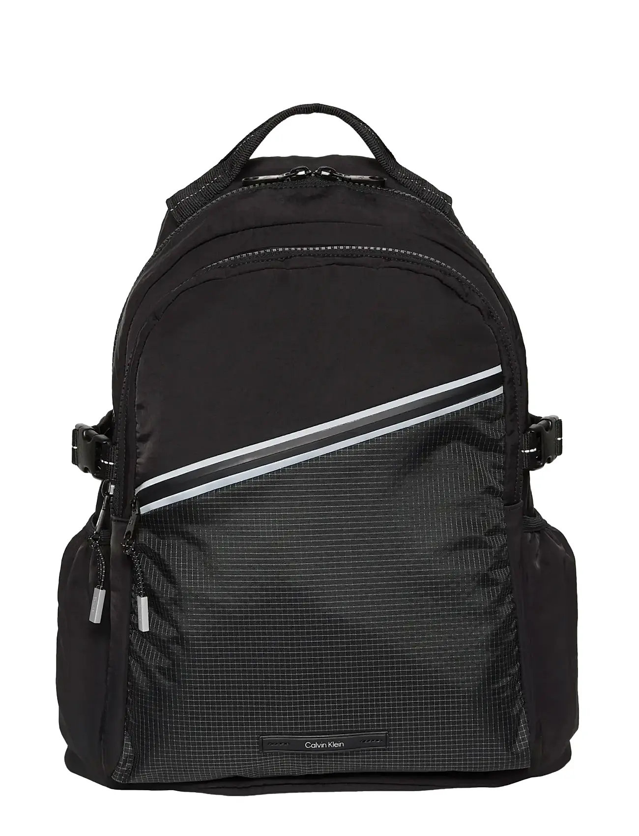 CALVIN KLEIN Gestreift Utility Zip Rund Backpa Schwarz - One Size - Herren