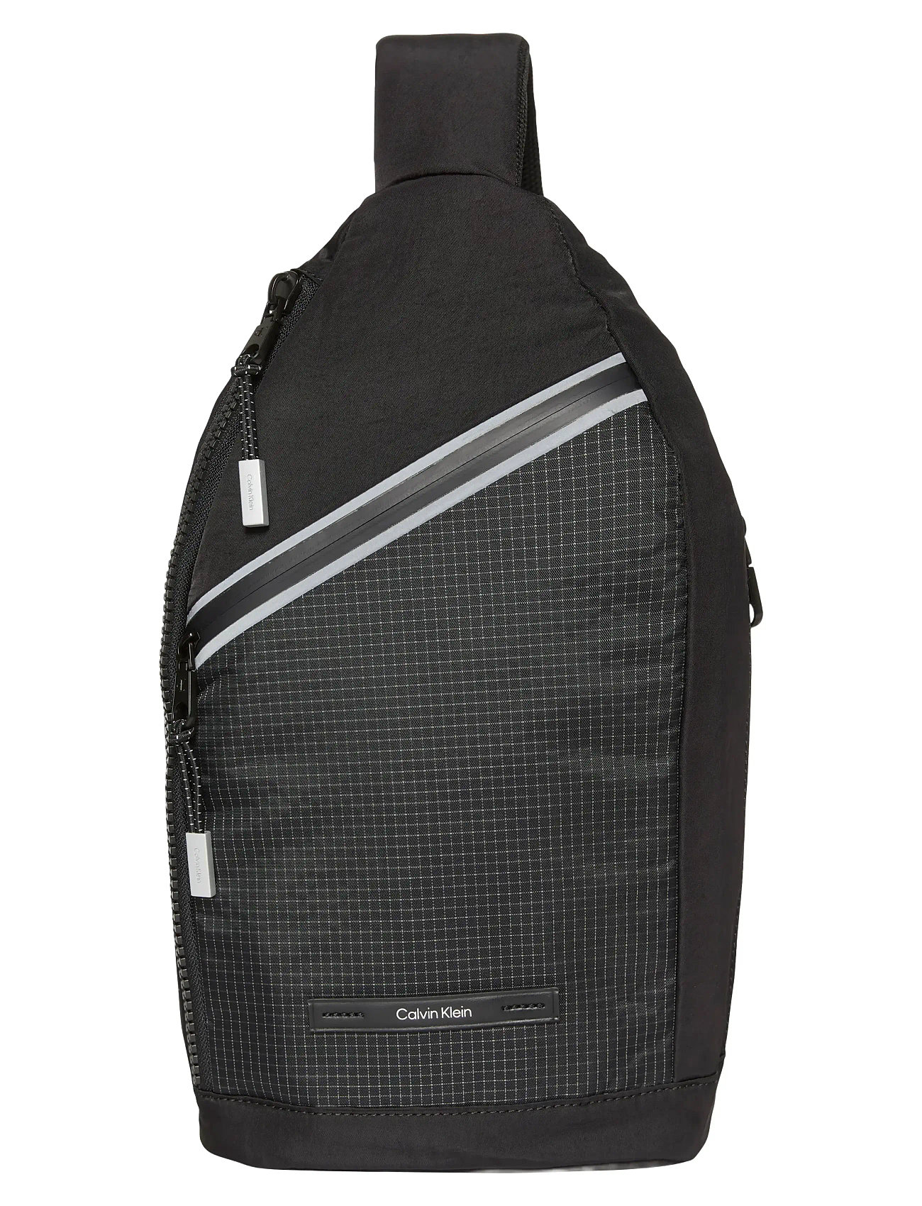 Calvin Klein Striped Utility Zip Sling, One Size, Black, Tasker > Crossbody-Tasker, Herre