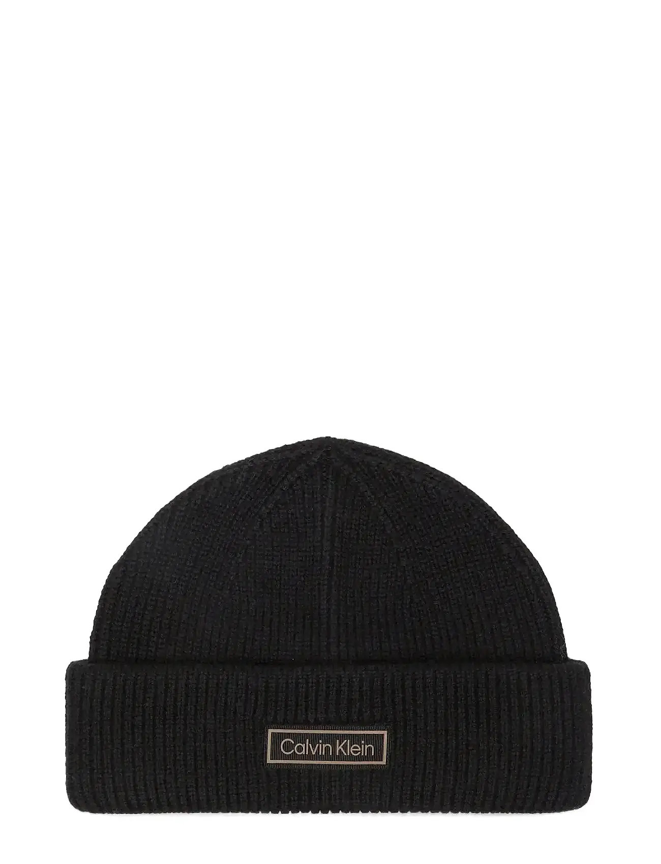 CALVIN KLEIN Patch Chunky Rib Docker Pudelmütze Schwarz - One Size - Herren
