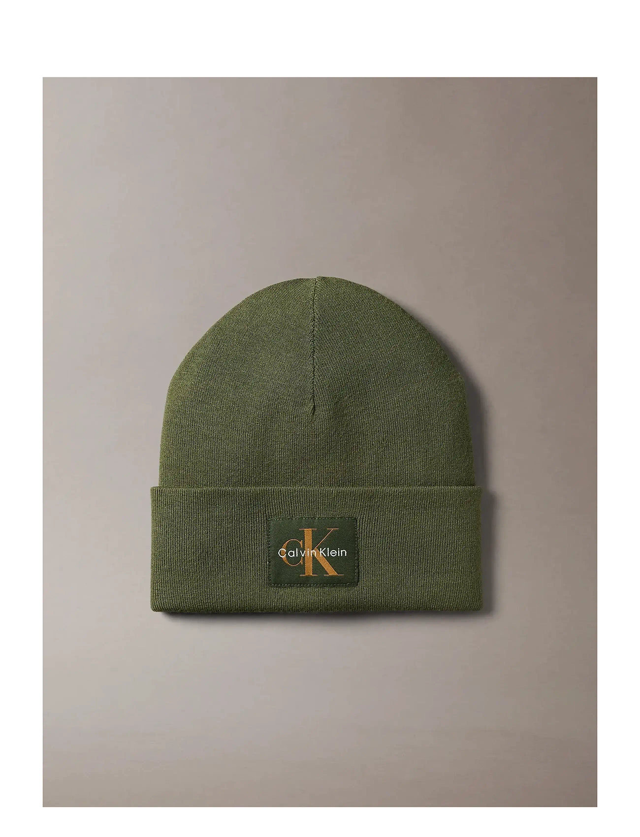 CALVIN KLEIN Monologo Patch Pudelmütze Grün - One Size - Herren