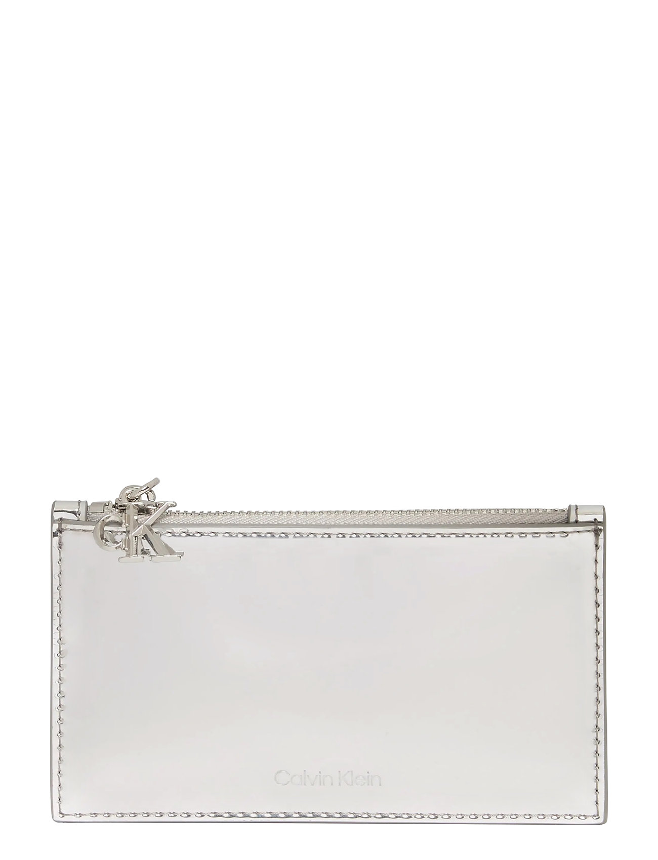 Calvin Klein Ck Metallic 6Cc Zip Cardcase, One Size, Silver, Kortholdere Og Punge > Kortholder, Dame