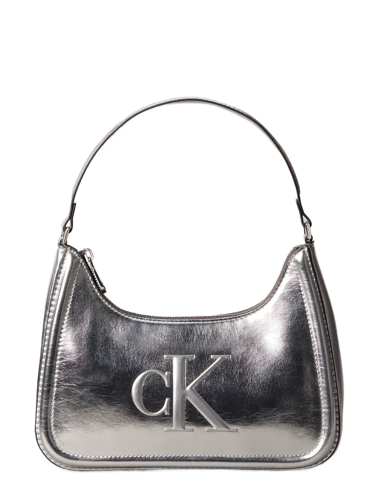CALVIN KLEIN Bold Ck Metallic Schulter Tasche Silber - One Size - Damen