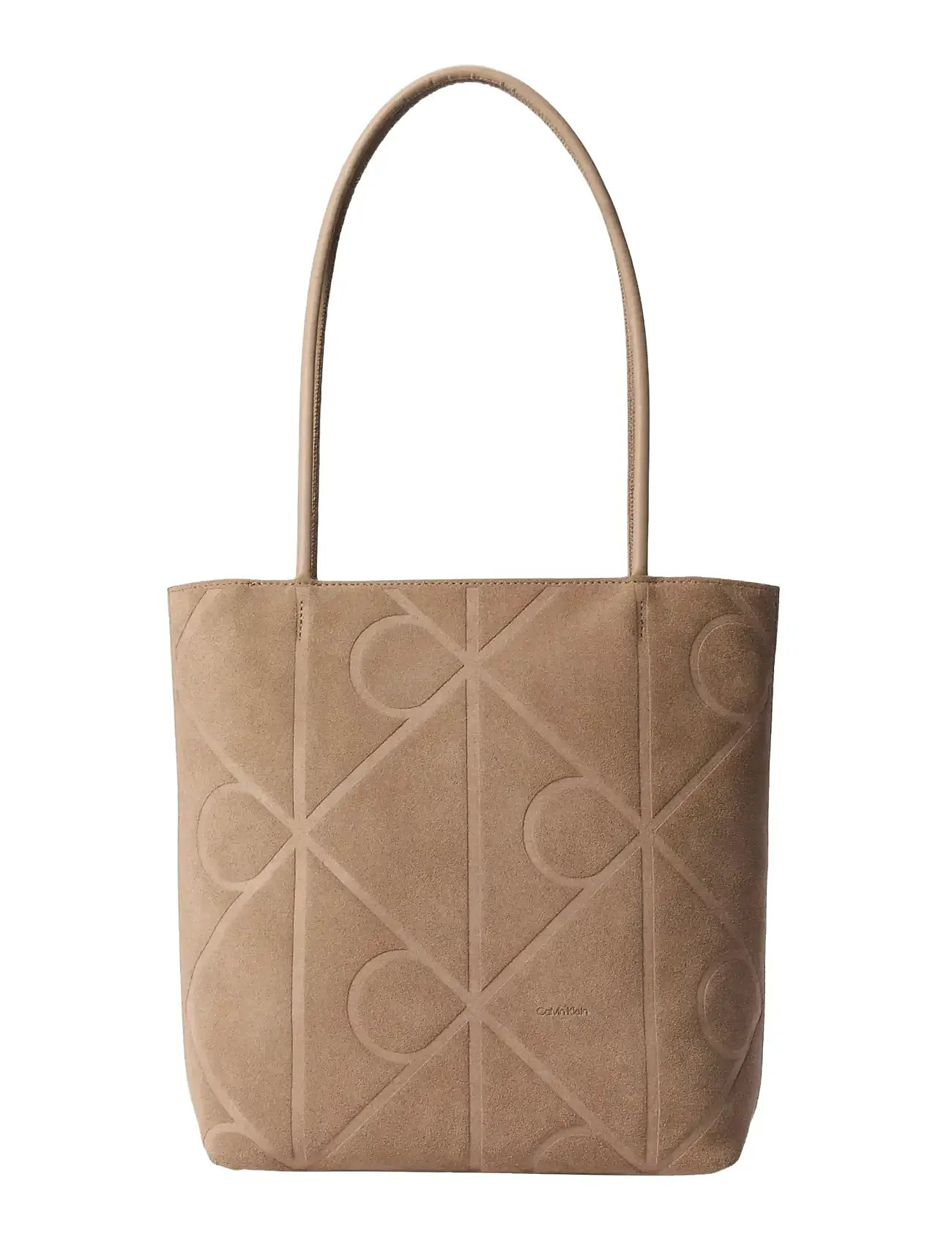 Calvin Klein Emblem Aop Suede Small Tote, One Size, Beige, Tasker > Totes, Dame