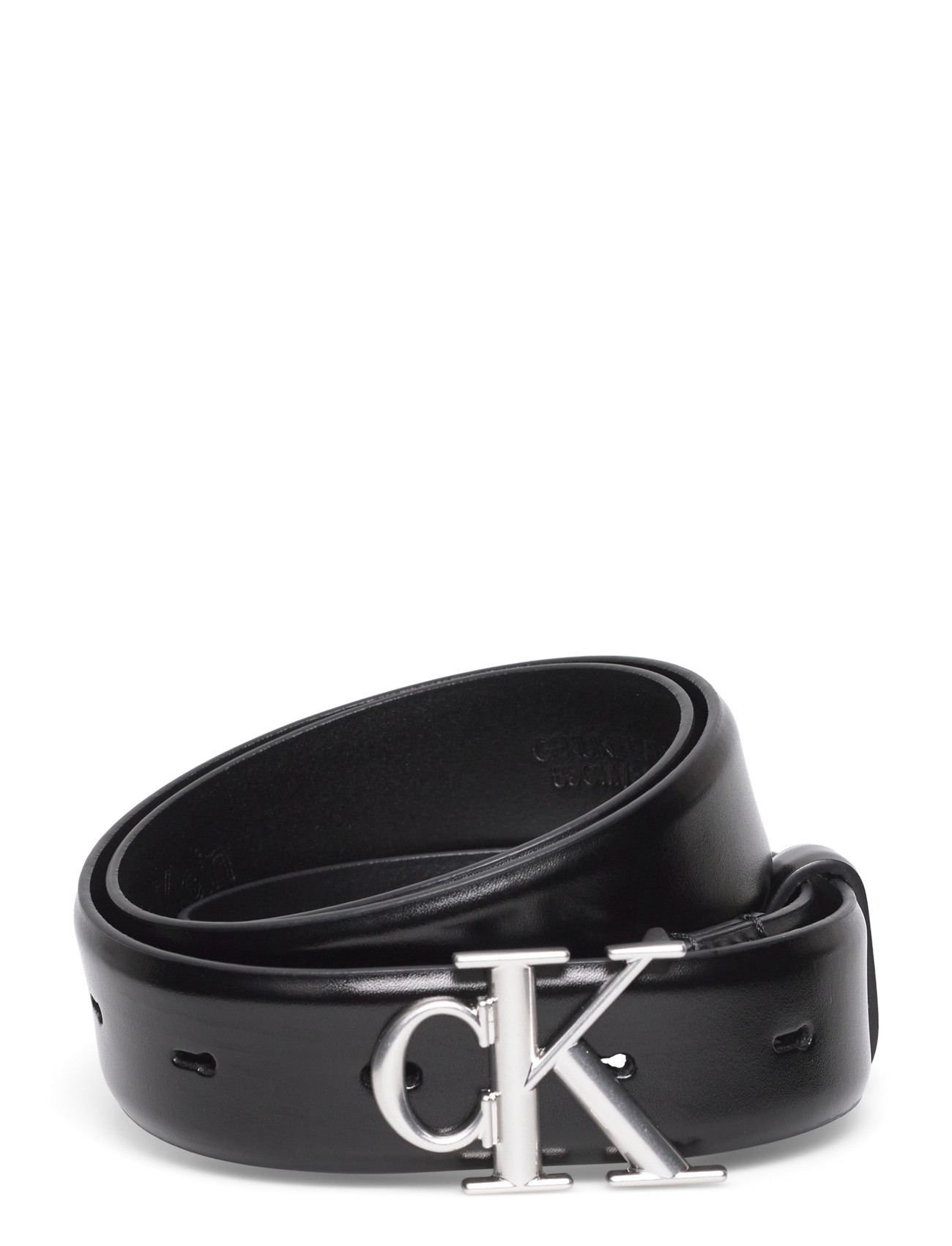 Calvin Klein Round Ck Buckle 30Mm Belt Smooth, 95, Black, Belts > Casual Belt, Dame