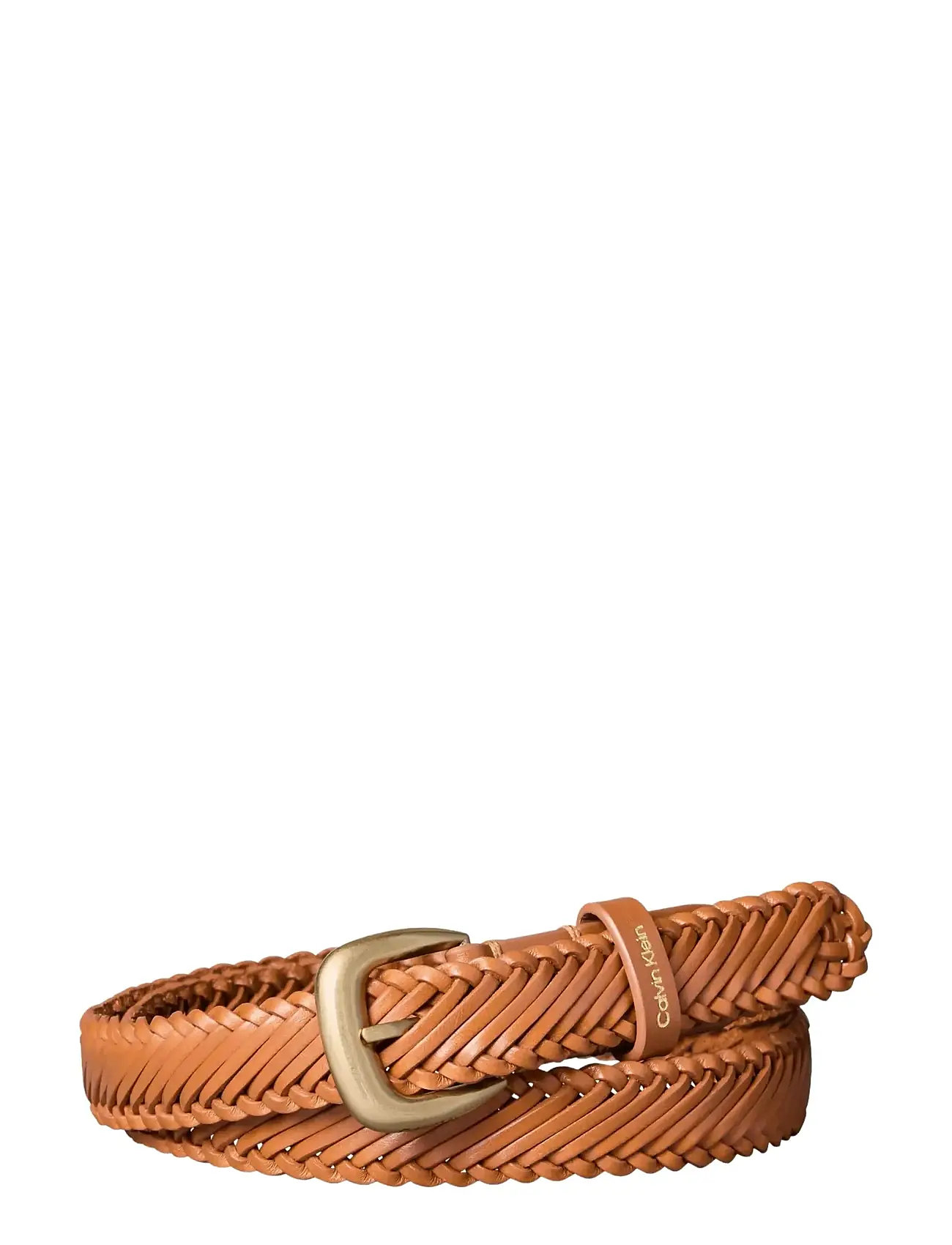 Calvin Klein Braided Logo Buckle 25Mm, 75, Brown, Bælter > Flettet Bælte, Dame
