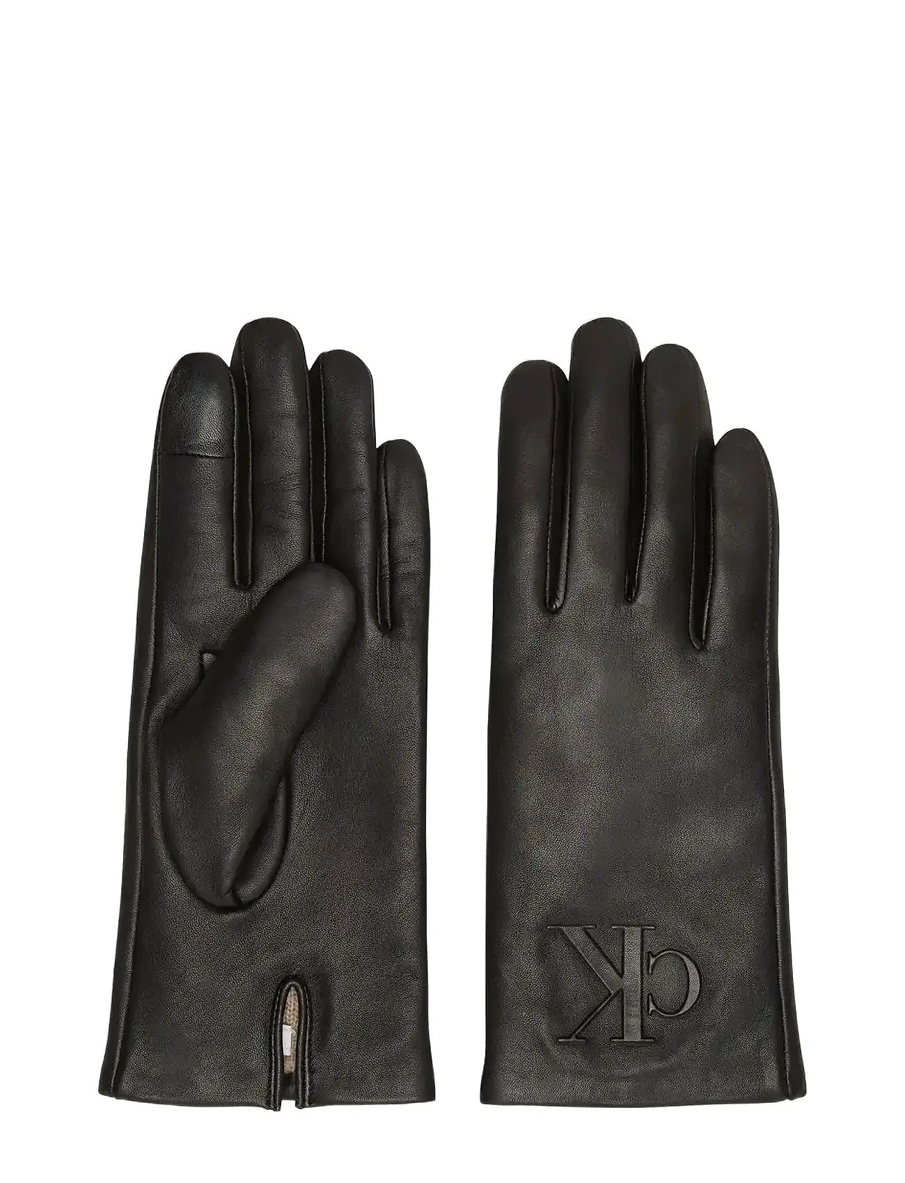 CALVIN KLEIN Raised Ck Leder Glove Schwarz - M/L - Damen