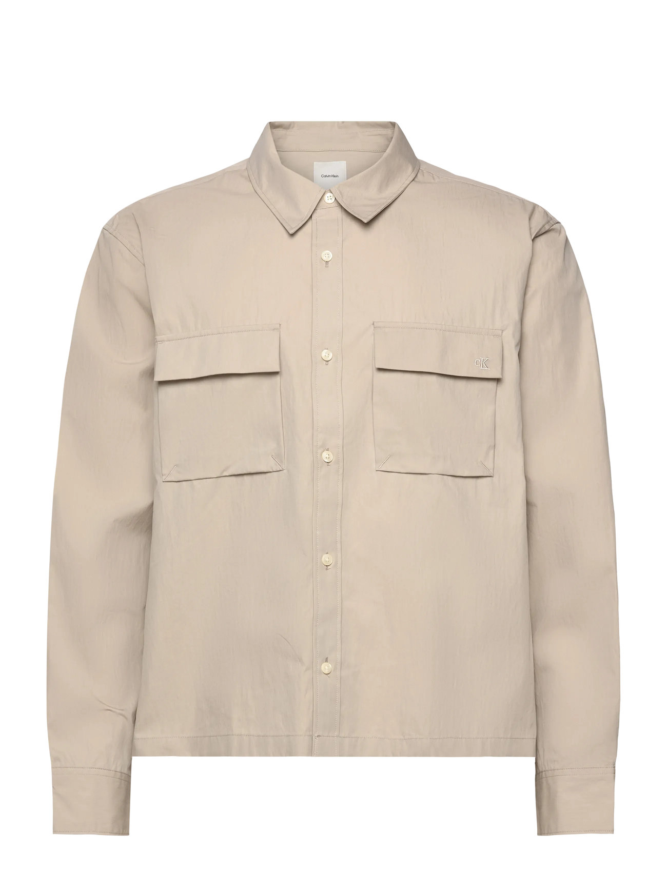 CALVIN KLEIN Ls Baumwolle Nylon Easy Cropped Shi Beige - S - Herren