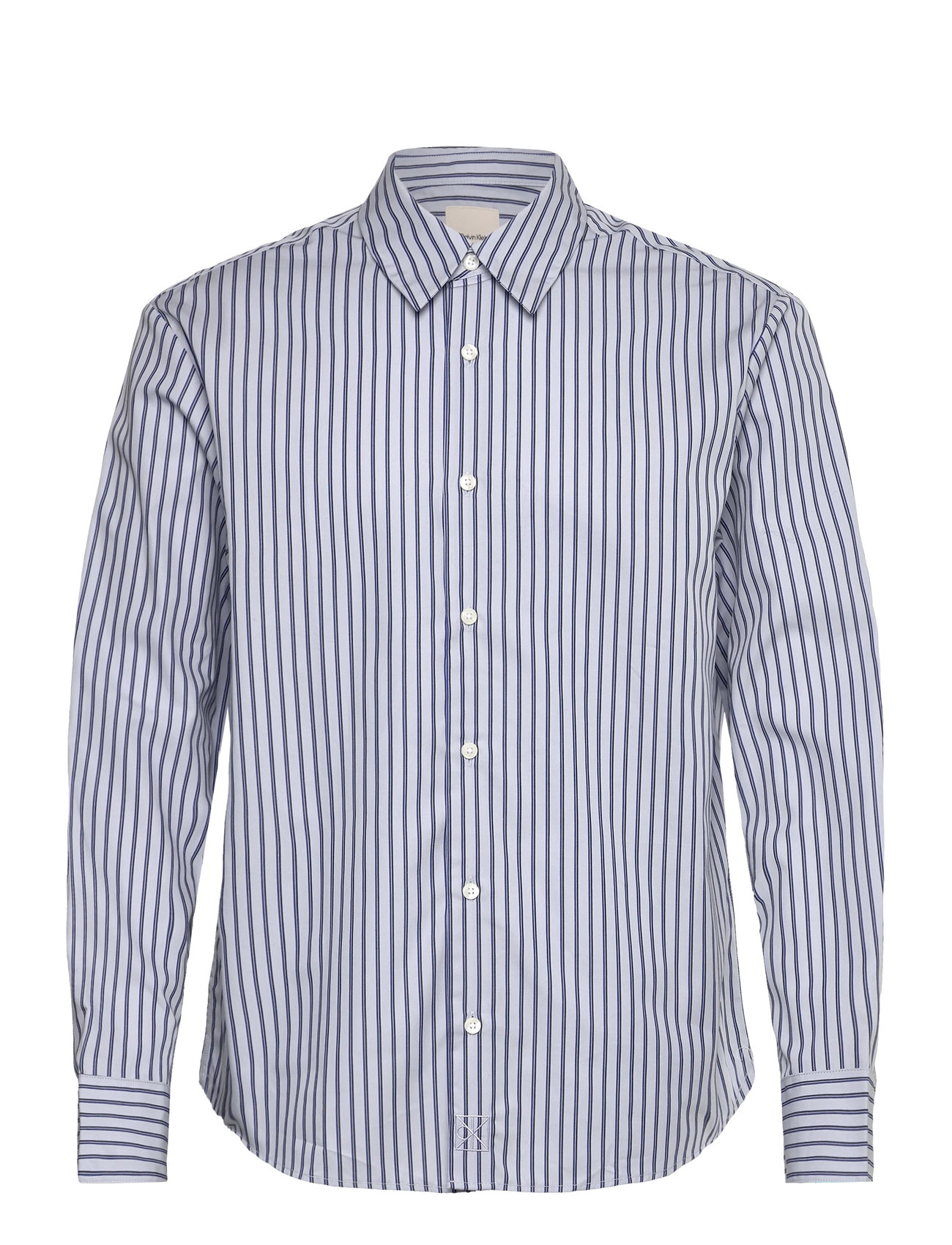 CALVIN KLEIN Ls Thin Dbl Stripe Baumwolle Easy S Weiß - L - Herren