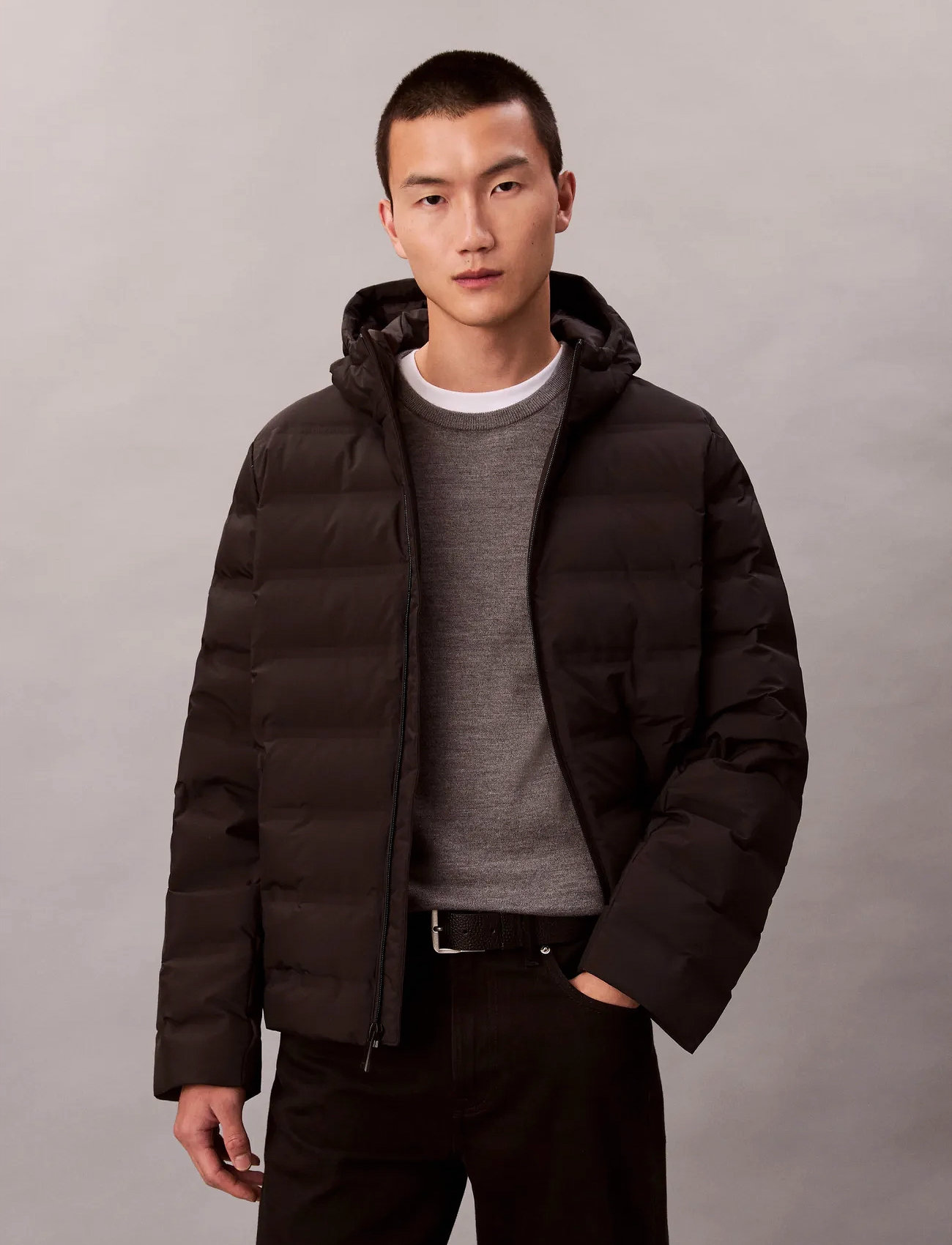 Calvin Klein Ls Packable Embossed Logo Quilte, XL, Black, Jakker > Vatterede Jakker, Herre
