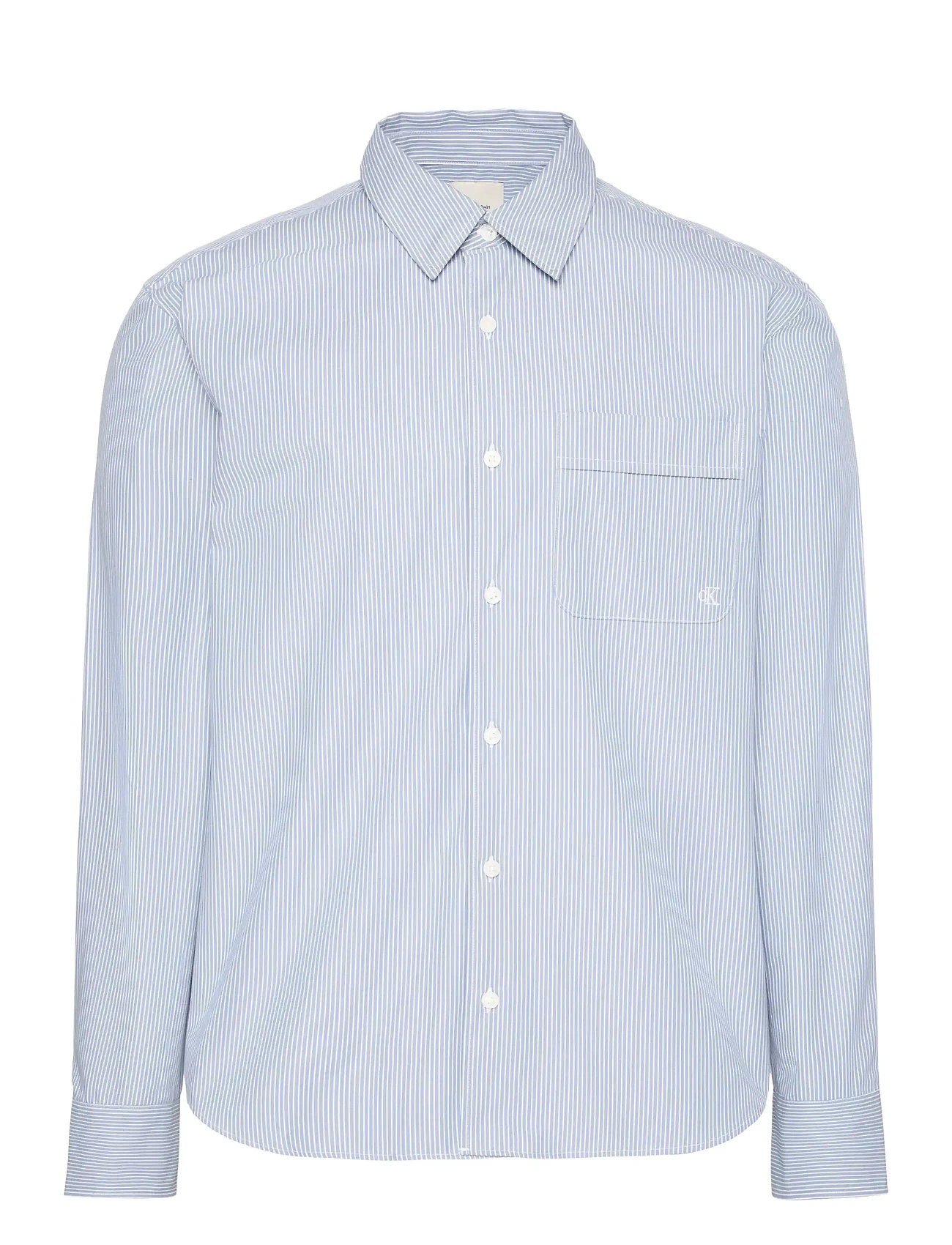 CALVIN KLEIN Ls Yd Thin Stripe Poplin Easy Sh Blau - XL - Herren