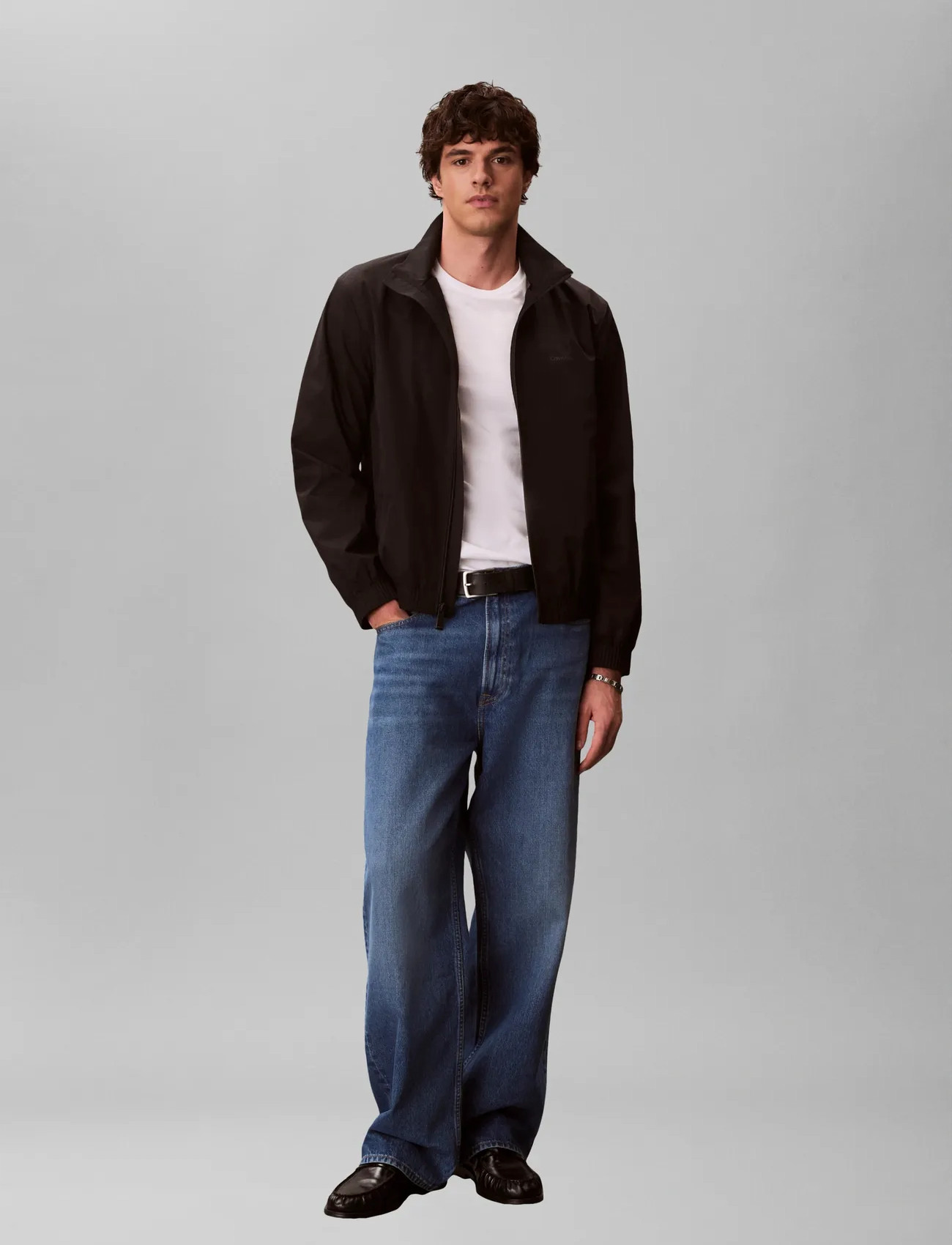 Calvin Klein Ls Nylon Stand Collar Windbreake, XL, Black, Jakker > Lette Jakker, Herre