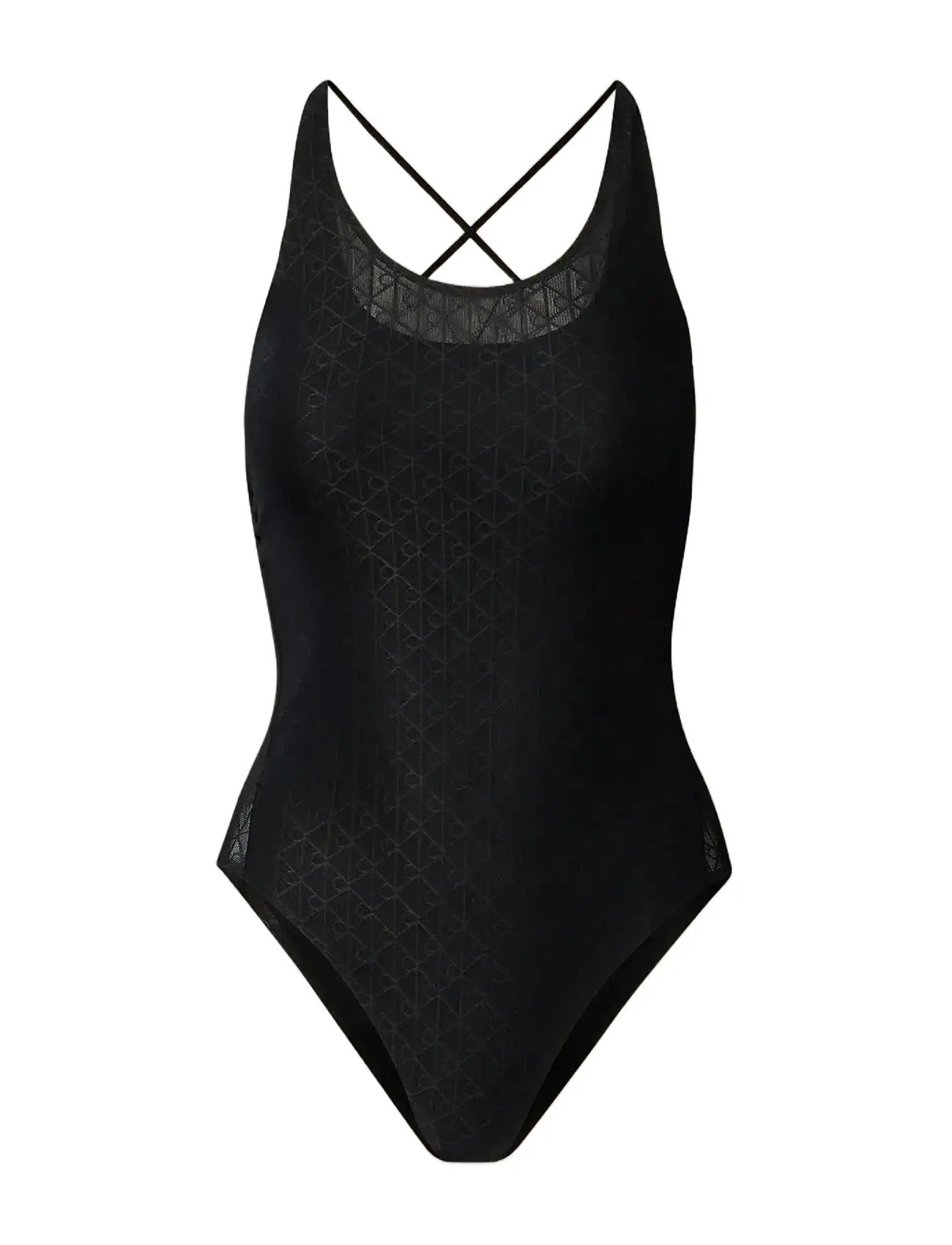 CALVIN KLEIN Monogram Mesh Bodysuit Schwarz - XL - Damen