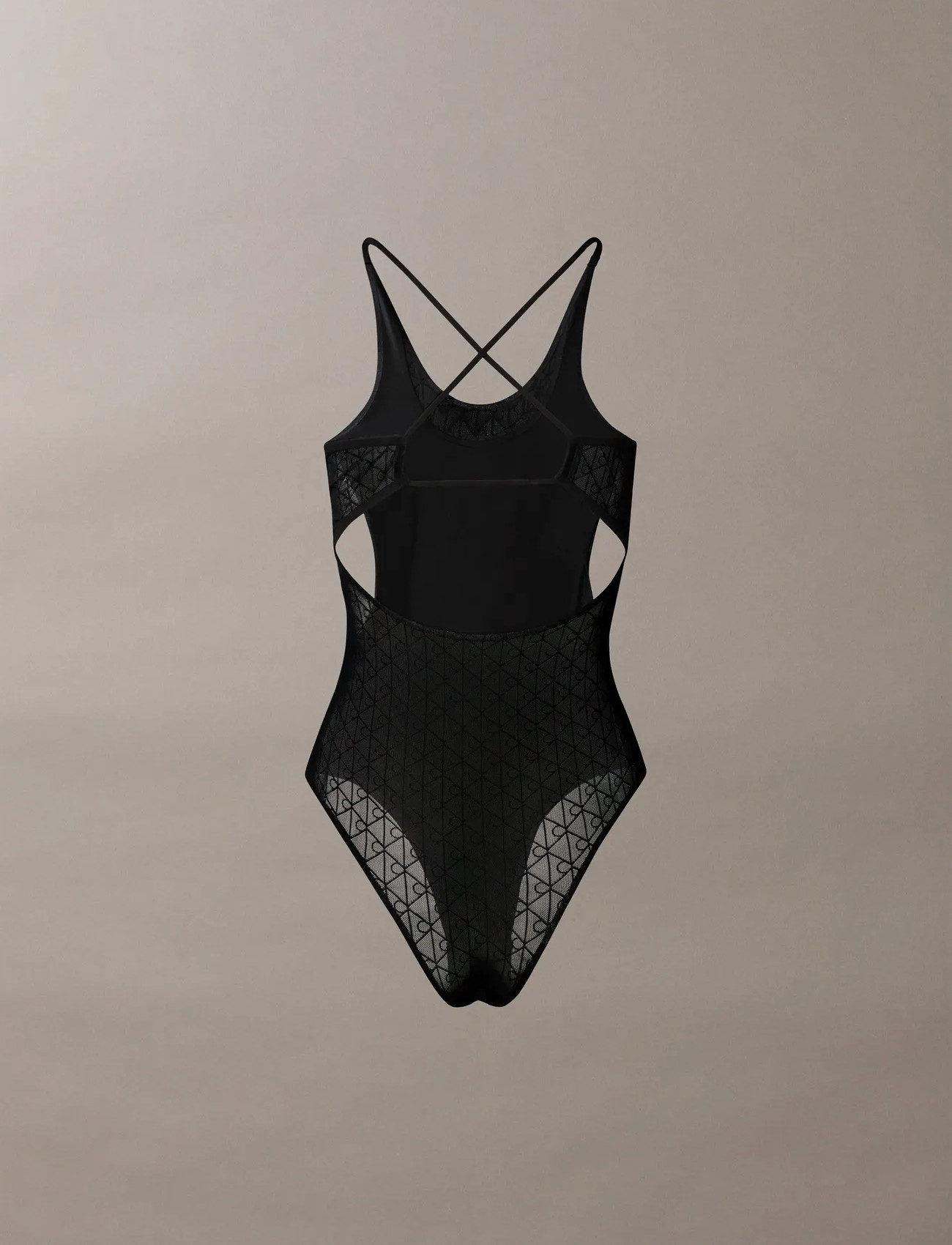 Calvin Klein Monogram Mesh Bodysuit, L, Black, Undertøj > Kroppe & Slips, Dame