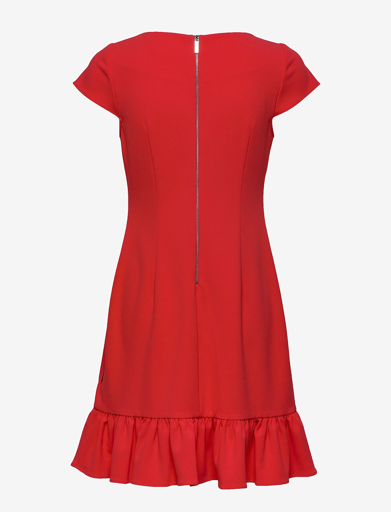 calvin klein red ruffle dress