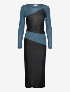 COLORBLOCK MERINO DRESS - fodralklänningar - colourblock teal ocean / ck black