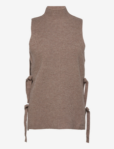 RECYCLED WOOL HIGH-NECK VEST - down- & padded jackets - city taupe heather