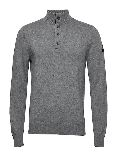 Button High Neck Swe Knitwear Turtlenecks Grau CALVIN KLEIN