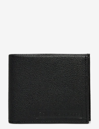 calvin klein leather plaque wallet 5cc coin