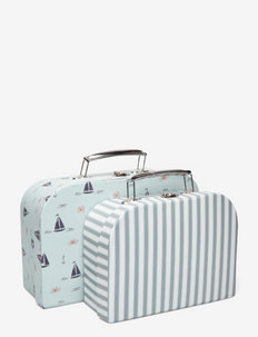Kids Suitcases, Set of 2, FSC - przechowywanie - sailboats, stripes