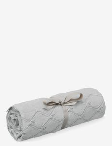 Leaf Knit Blanket - dekens - blue mist
