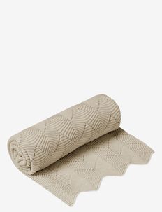 Scallop Knit Blanket - blankets - almond
