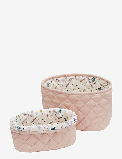 Quilted Storage Basket, Set of Two - paniers de rangement - blossom pink
