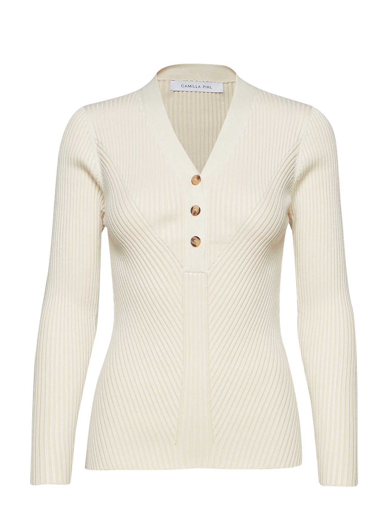 April Knit Gebreide Trui Cardigan Creme Camilla Pihl camilla pihl kopen in de aanbieding