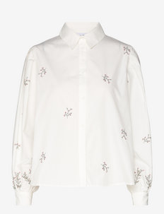 Sofia Magnolia Shirt - denim shirts - embroidered flower