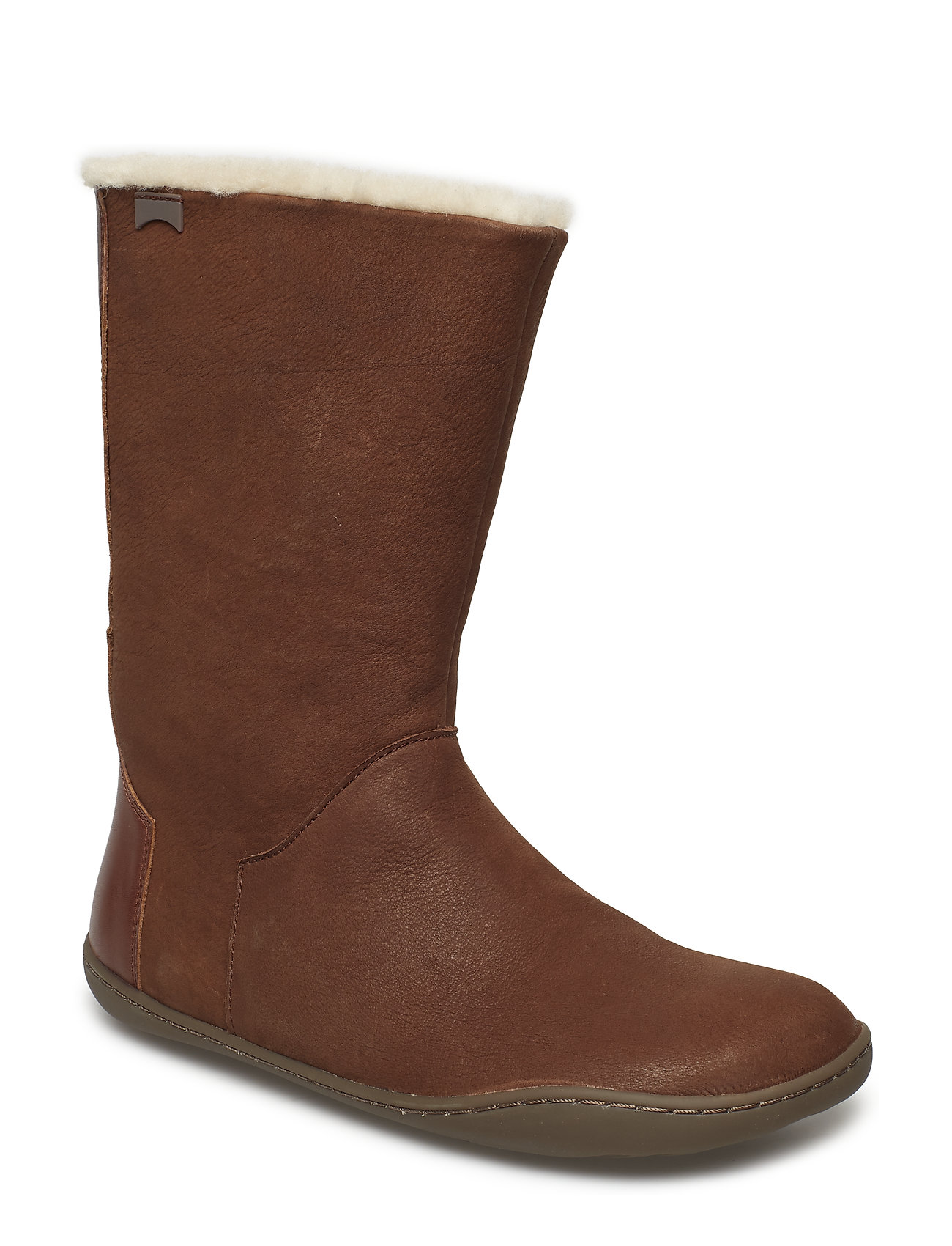 Peu Cami Womens Gevoerde Enkellaars Lage Hak Bruin Camper camper kopen in de aanbieding