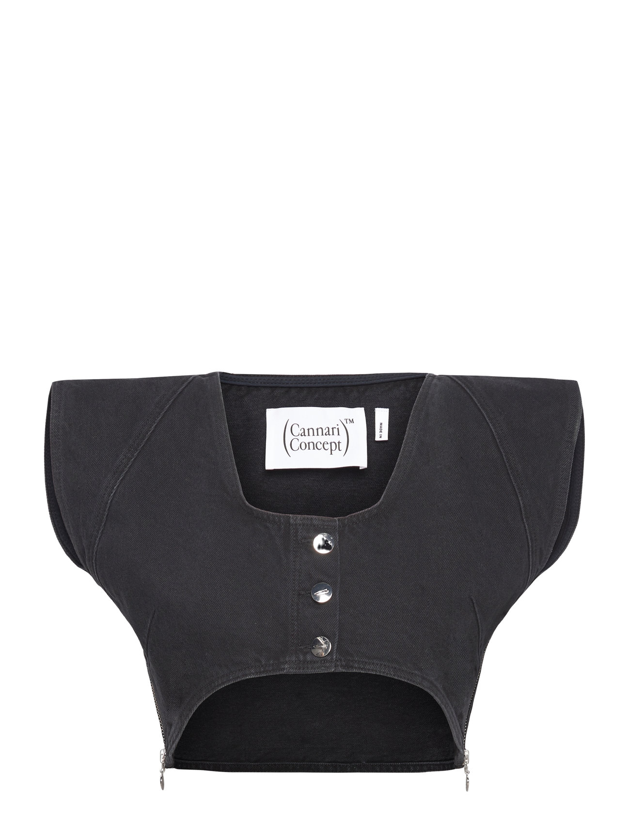 Crop Vest Tops Crop Tops Short-sleeved Crop Tops Black Cannari Concept
