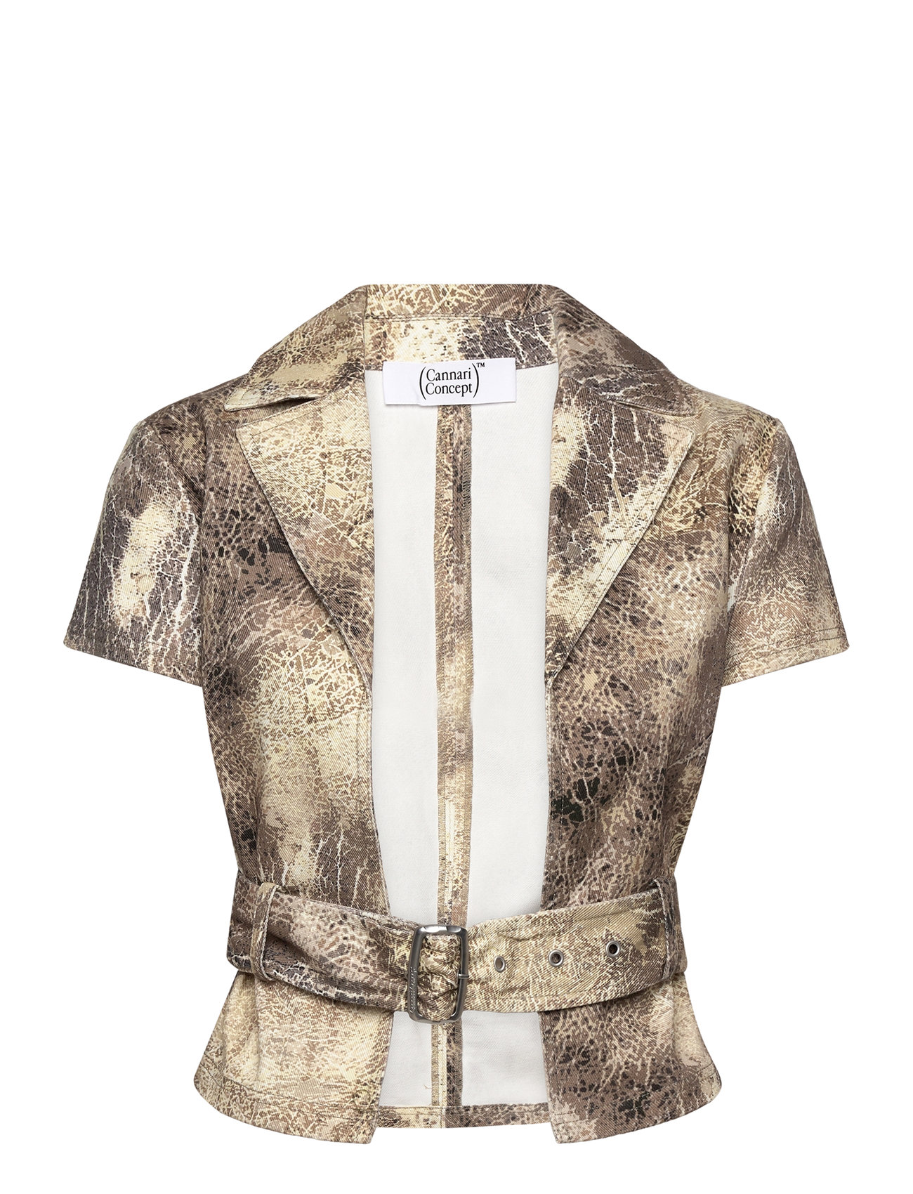 Short Sleeve Vest Tops Blouses Short-sleeved Cream Cannari Concept