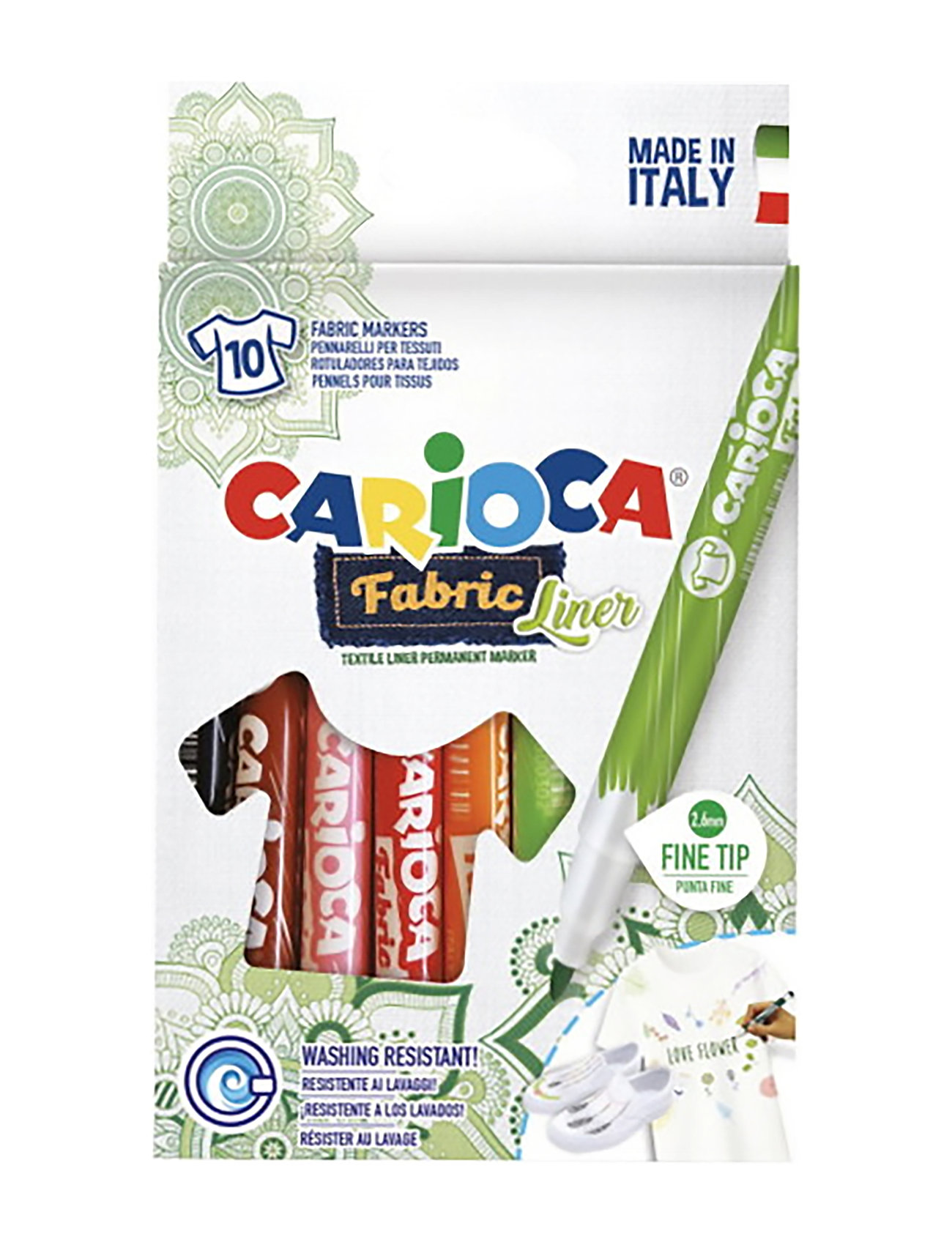 Carioca Carioca Textilpennor 10St, One Size, Multi/patterned, Tegning > Farveblyanter, Børn
