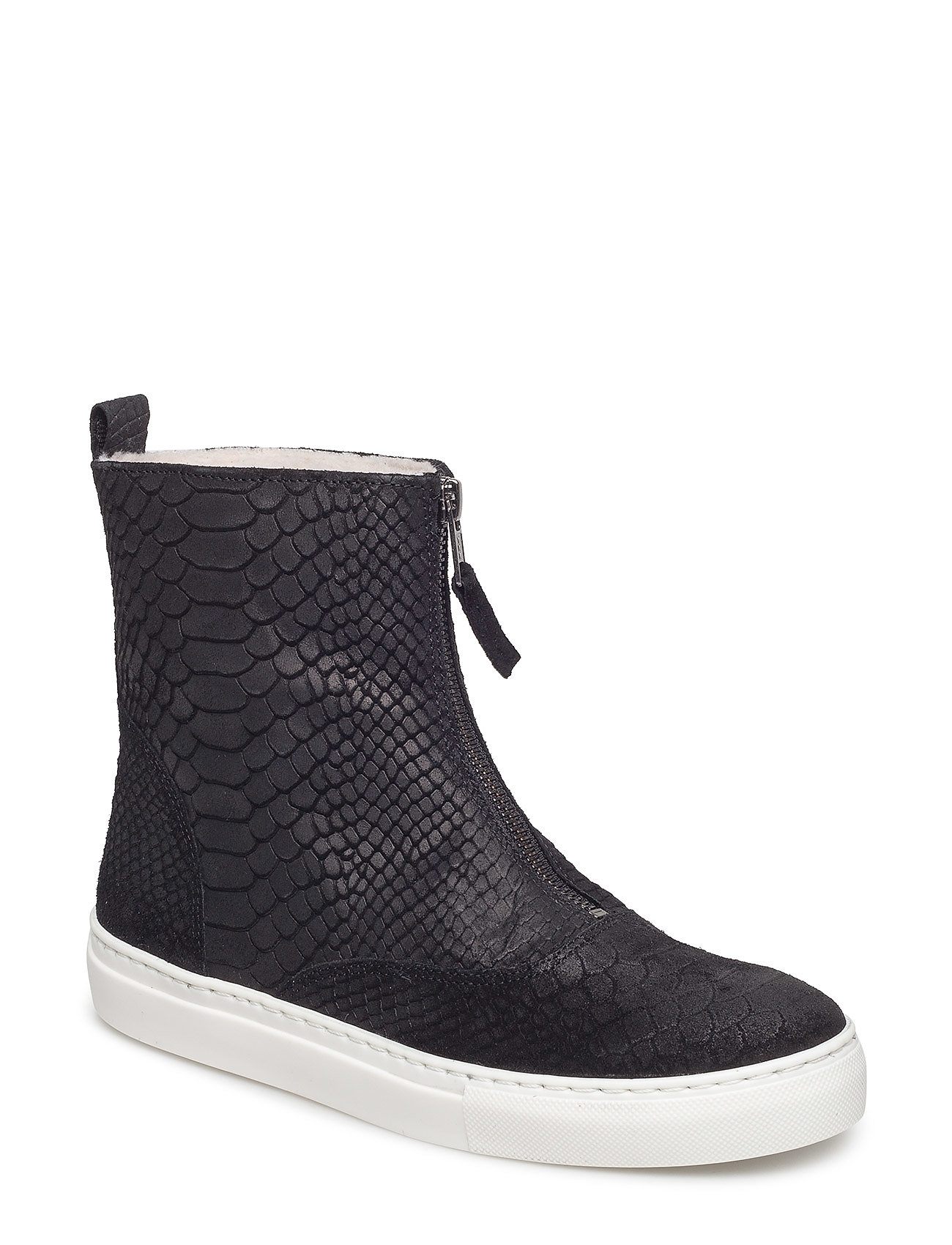 Carla F Shoes Gevoerde Enkellaars Lage Hak Zwart carla f kopen in de aanbieding