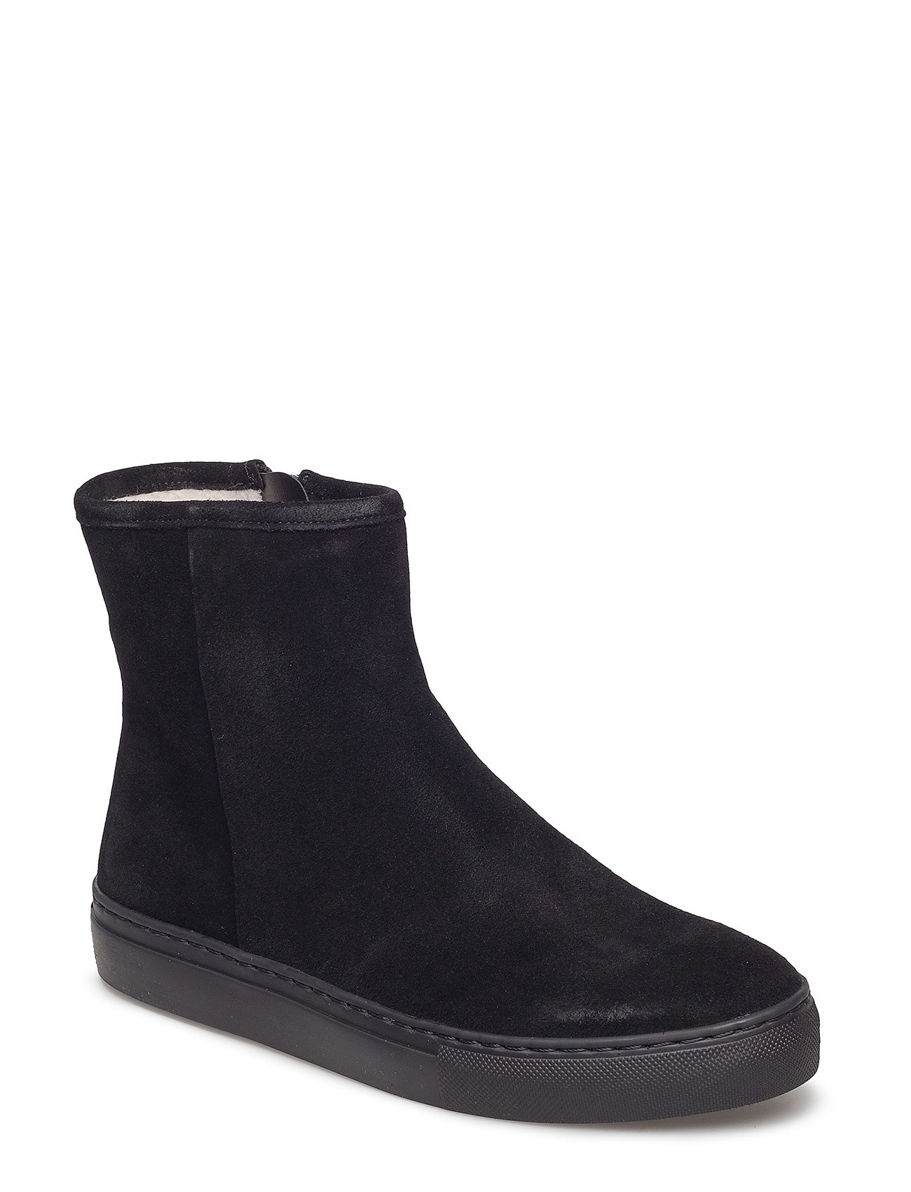 Carla F Boots Shoes Ankle Boot - Flat Svart [Color: BLACK SUEDE/BLACK SOLE 500 ][Sex: Women ][Sizes: 36,37,39 ]