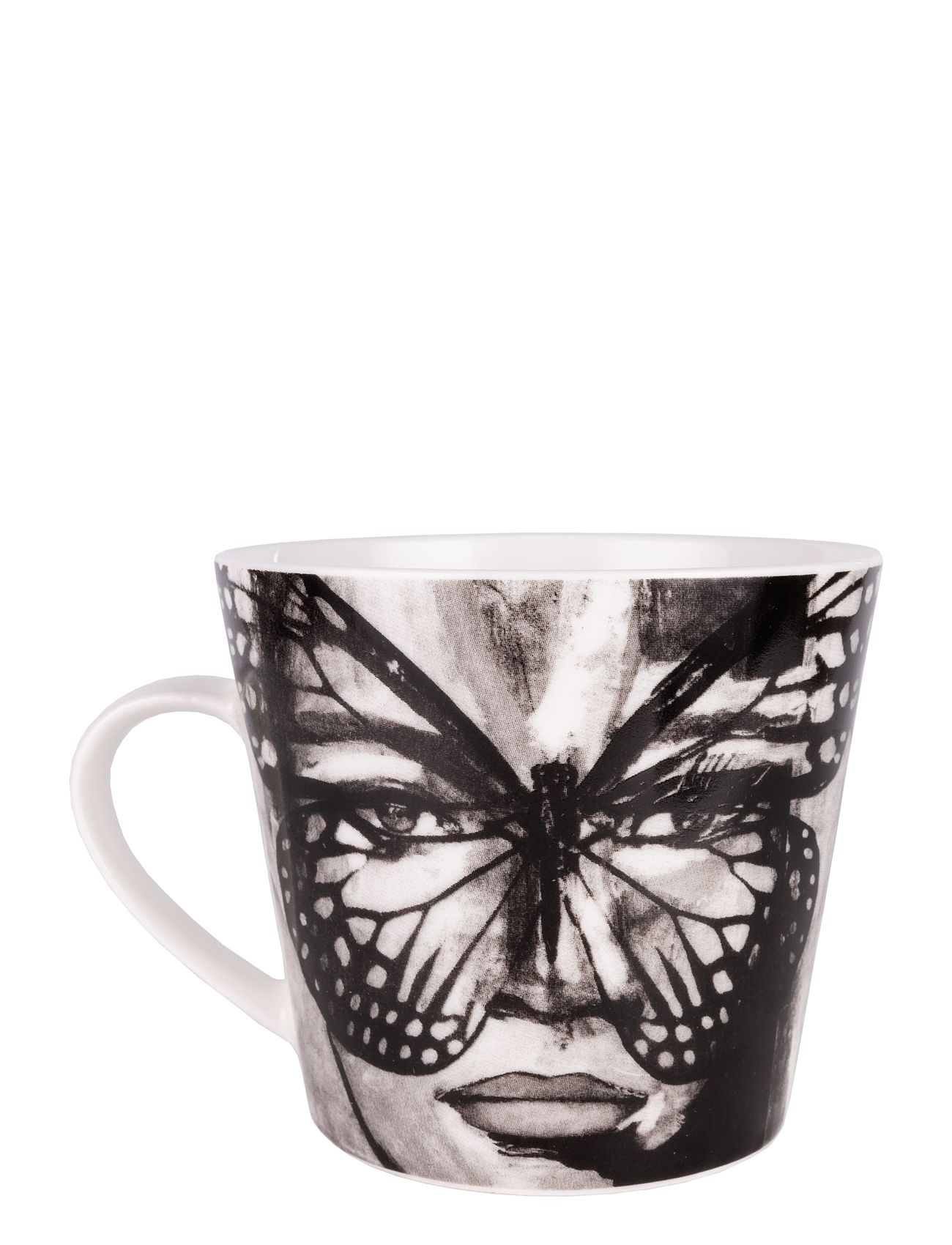 Golden Butterfly B&W With Ear Home Tableware Cups & Mugs Coffee Cups Black Carolina Gynning