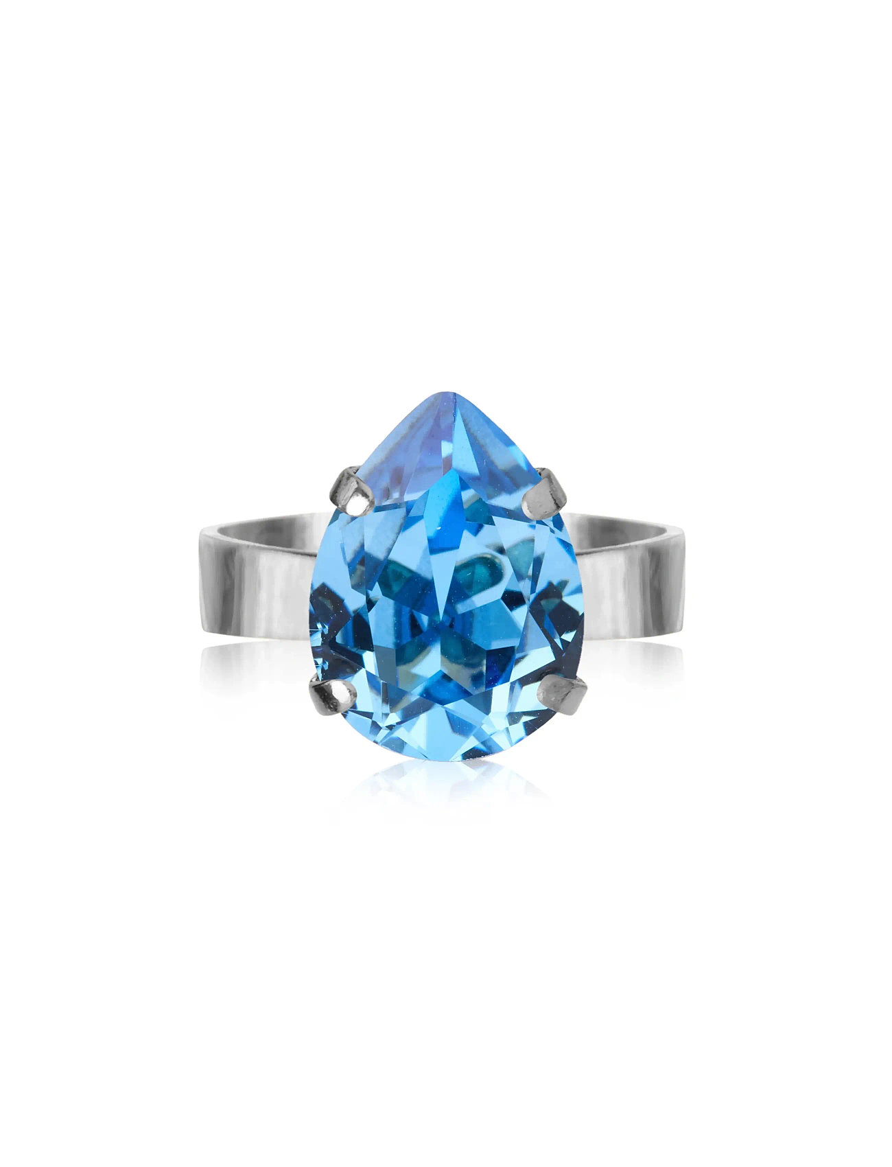 Caroline Svedbom Mini Drop Ring Rhodium, One Size, Blue, Smykker > Ringe, Dame