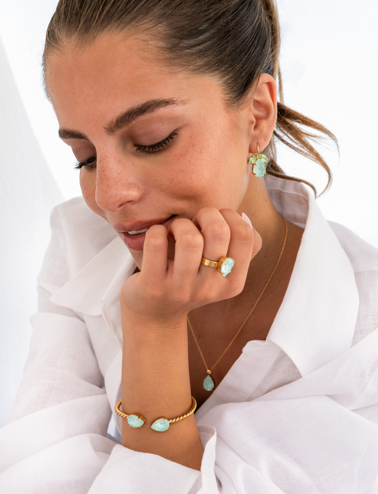 Caroline Svedbom Mini Drop Necklace, One Size, Green, Halskæder > Smukke Halskæder, Dame