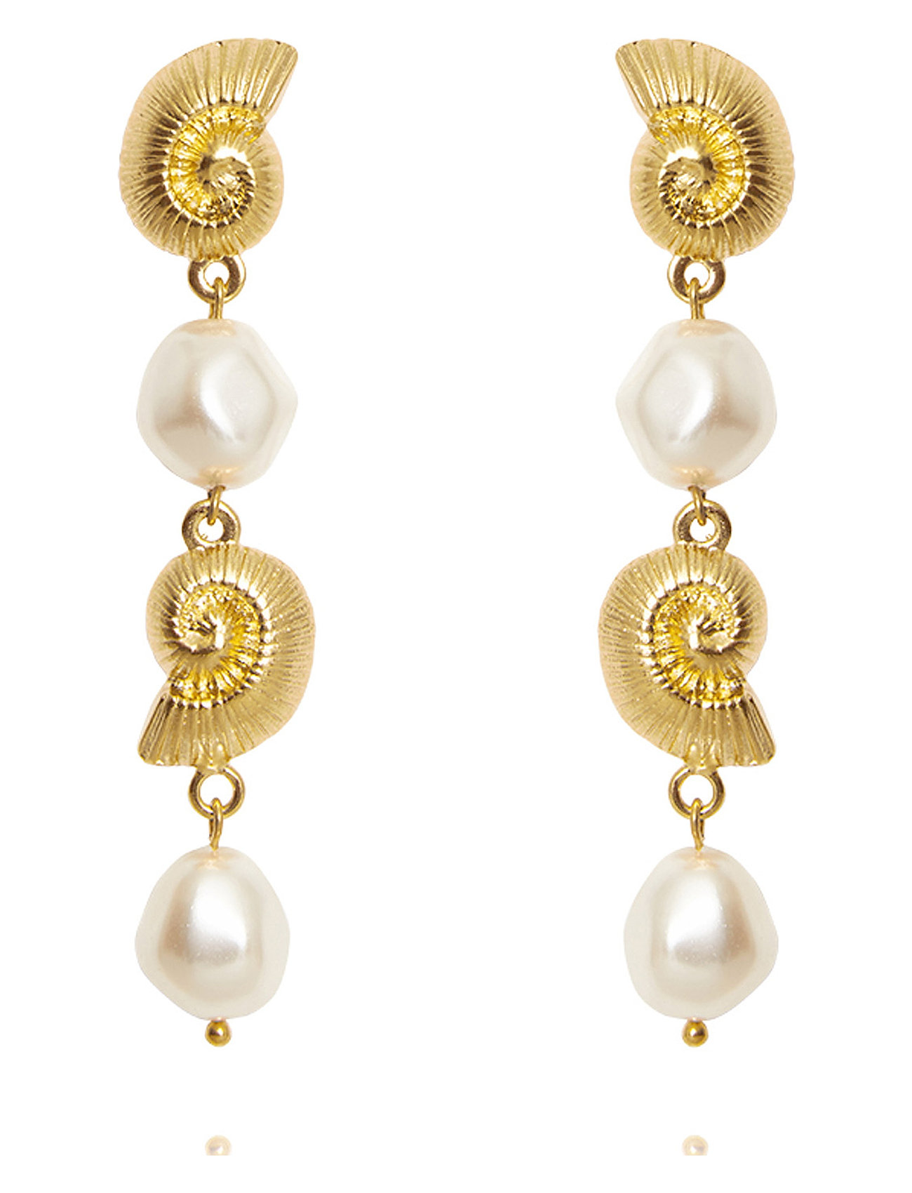 Caroline Svedbom Shell Pearl Earrings, One Size, Gold, Øreringe > Øreringe Med Vedhæng, Dame