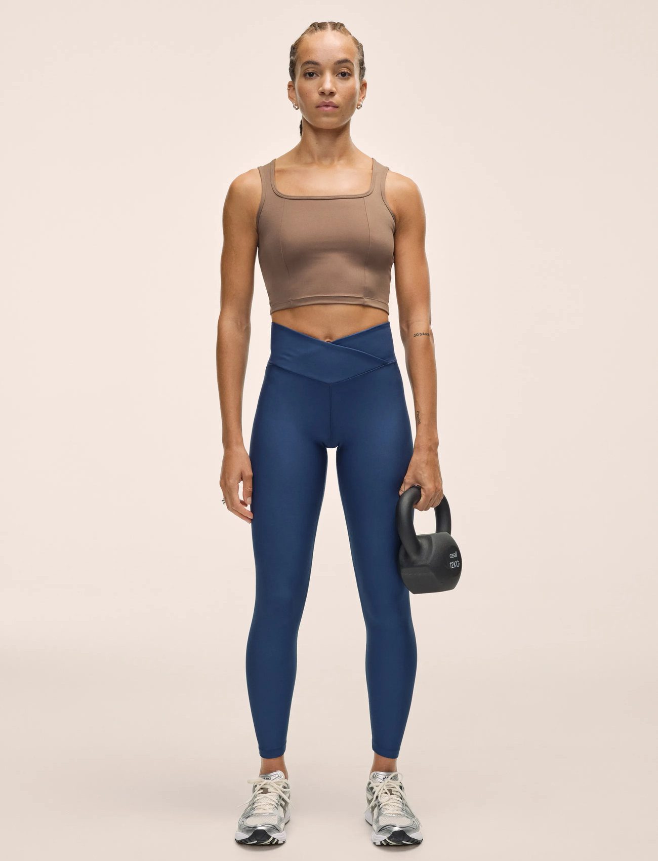 Casall Overlap High Waist Tights, 38, Blue, Sport > Løbetræningstights, Dame