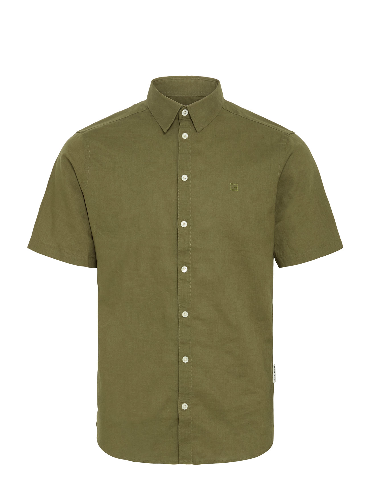 Casual Friday Cfaksel Ss Linen Mix Shirt Khaki Green