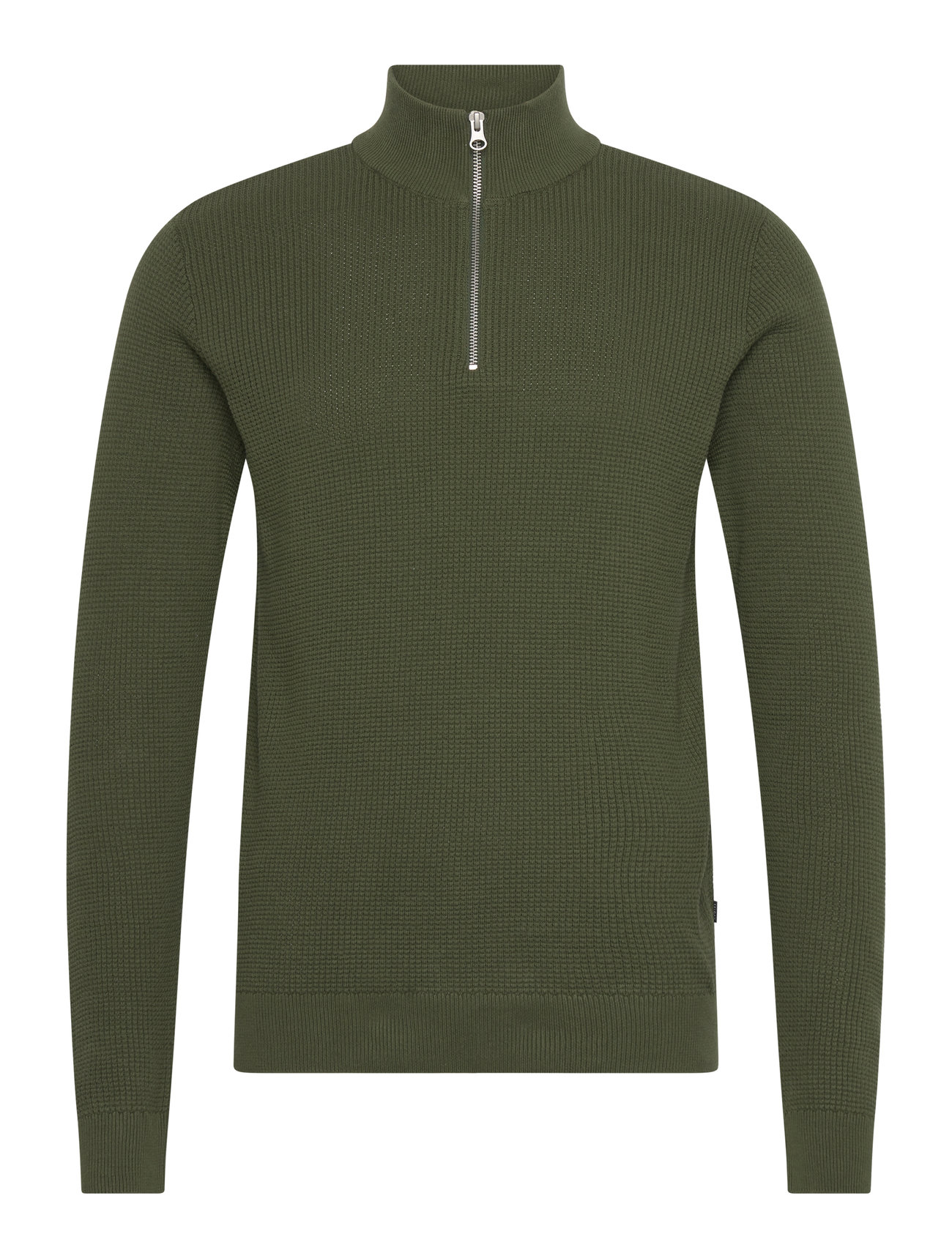 Cfkarlo 0092 Half Zipper Knit Tops Knitwear Half Zip Jumpers Khaki Green Casual Friday