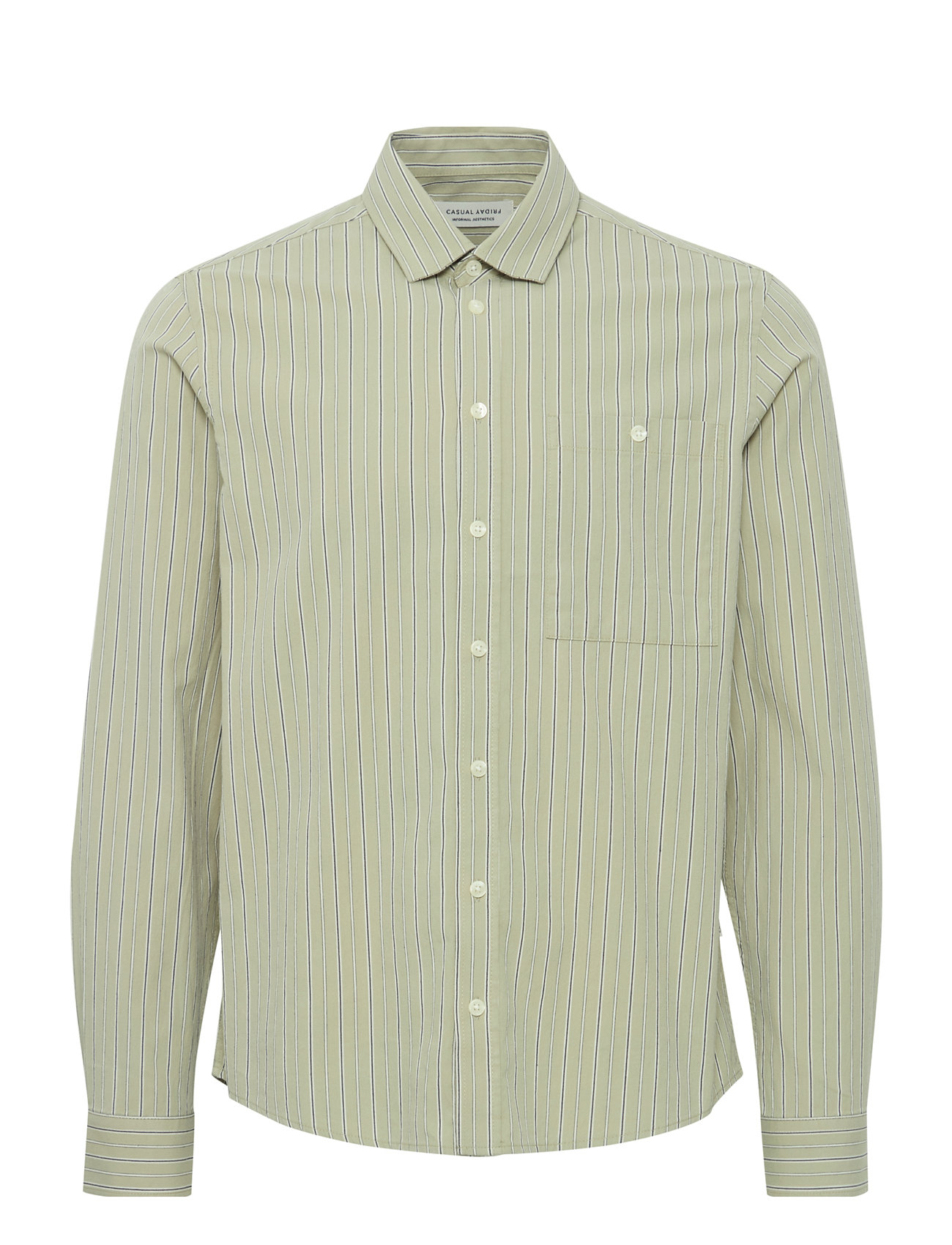 Cffreddi Ls Small Striped Shirt Green Casual Friday