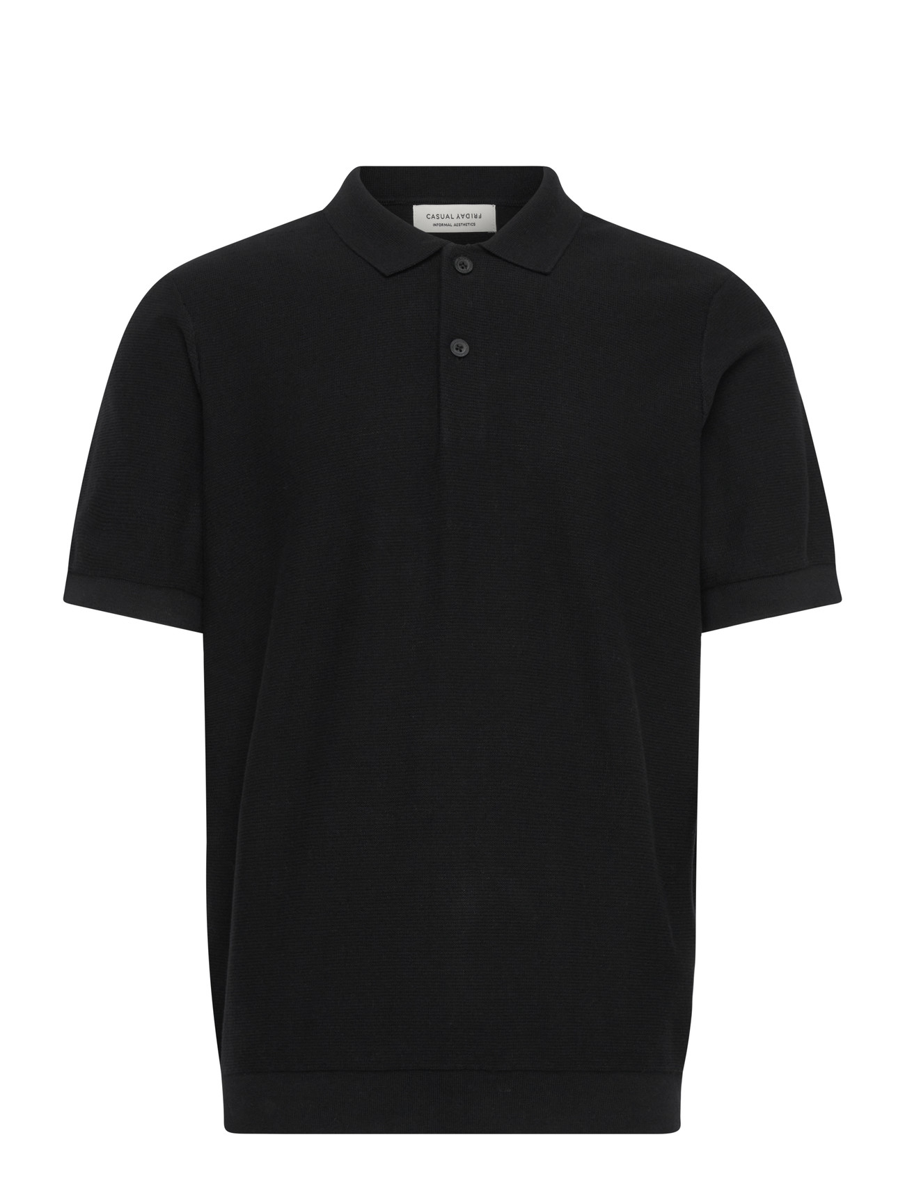 Casual Friday Cfedward Relaxed Polo Knit, L, Black, Poloer > Kortærmede, Herre